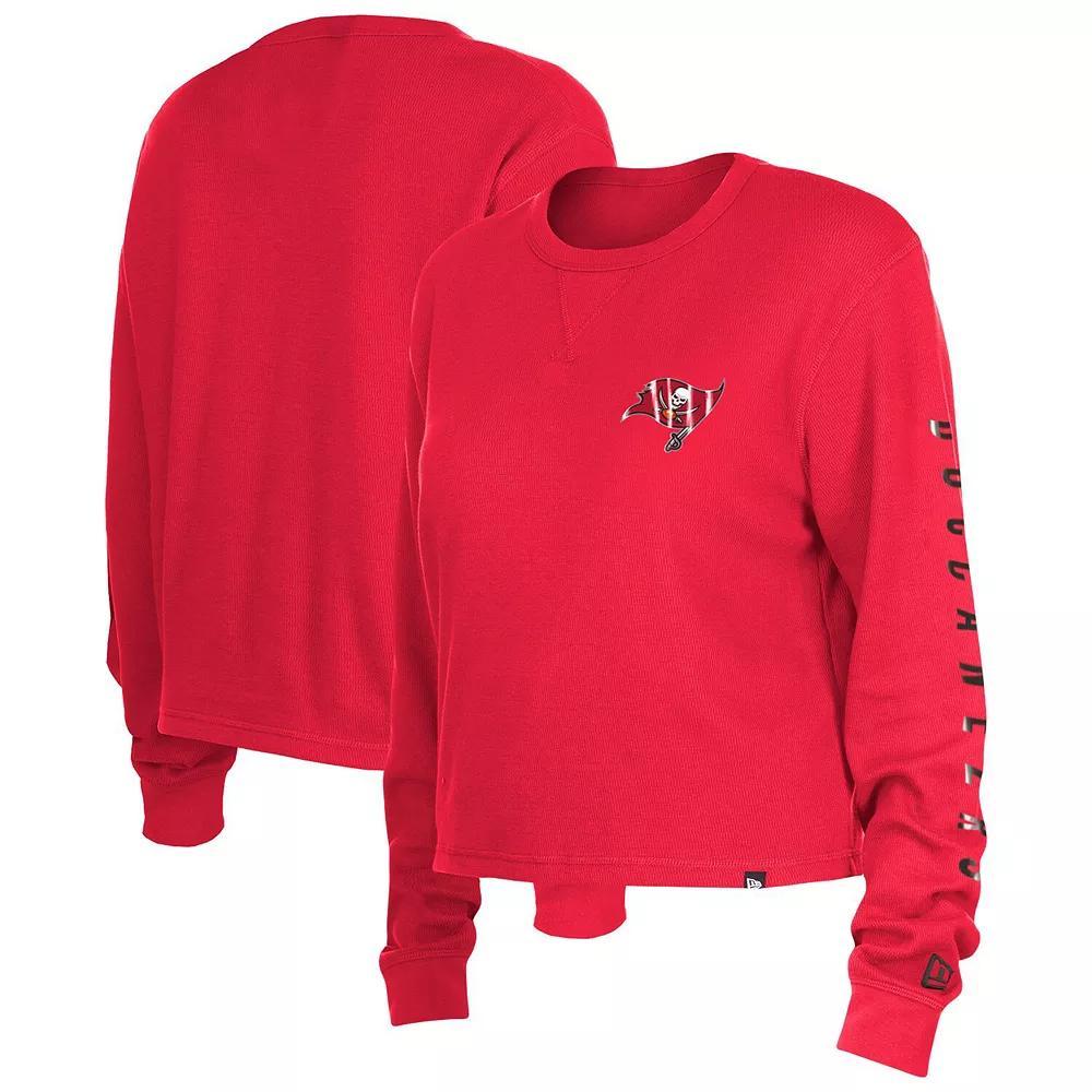 Women's New Era Red Tampa Bay Buccaneers Thermal Crop Long Sleeve T-Shirt,  Product Image