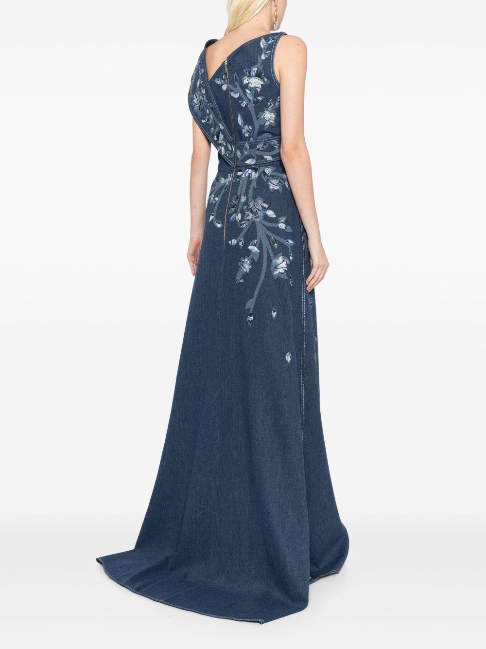 floral-print denim maxi dress Product Image