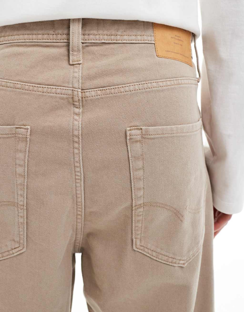 Jack & Jones Alex wide fit pants in beige Product Image