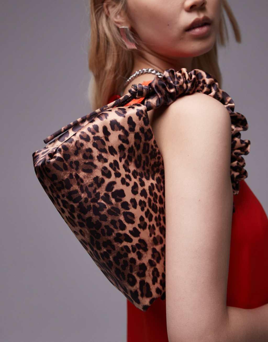 Topshop Gilbert grab bag with ruched handle in leopard Product Image