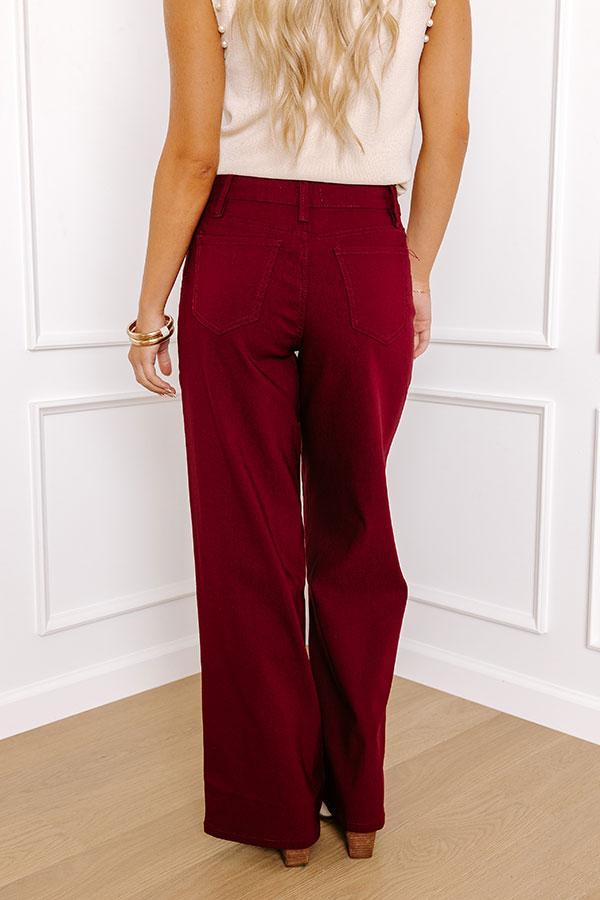 The Phoebe High Waist Wide Leg Pants in Wine Product Image