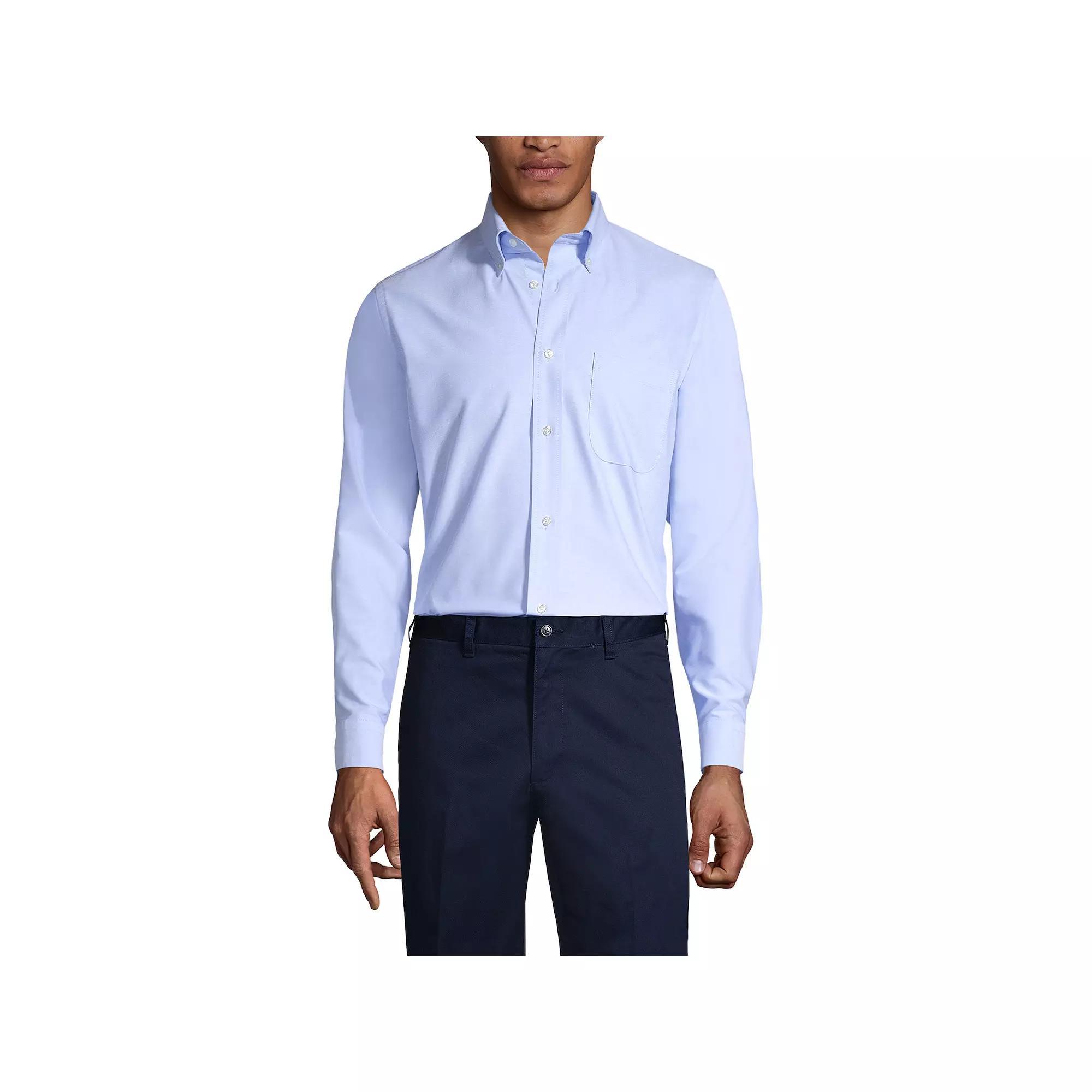 Men's Lands' End School Uniform Long Sleeve Solid Oxford Dress Shirt,  Product Image