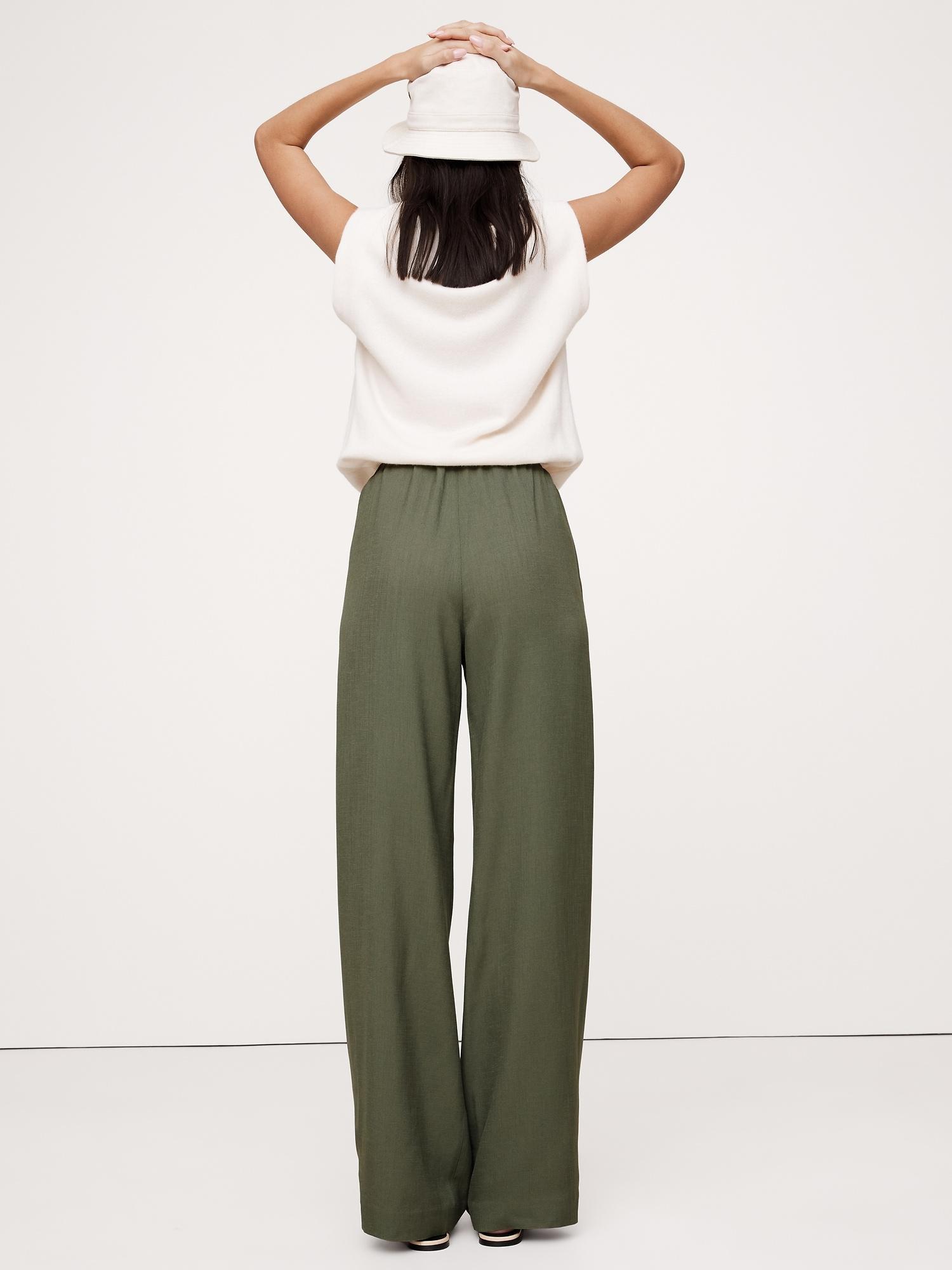 Pull-On Wide-Leg Drapey Twill Pant Product Image