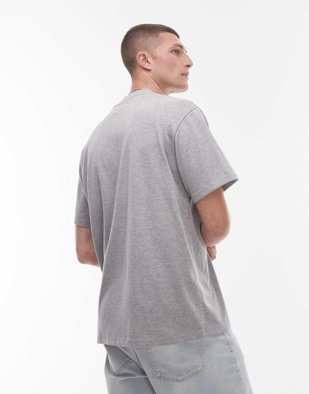 Topman premium oversized fit T-shirt with Los Angeles print in gray heather Product Image