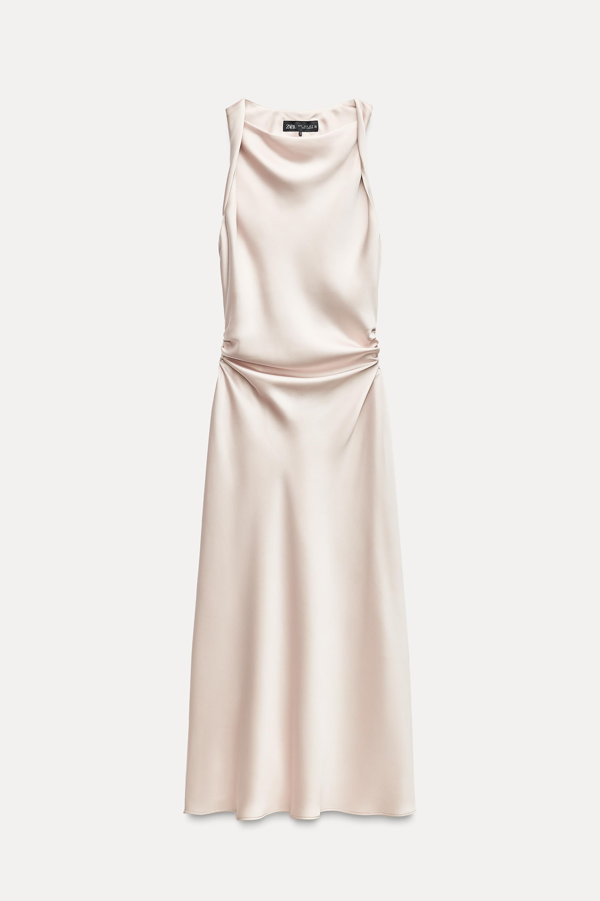 RUCHED SATIN EFFECT MIDI DRESS Product Image