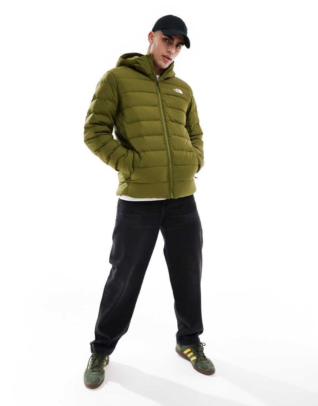 The North Face Aconcagua 3 lined padded hoodie jacket in olive green Product Image