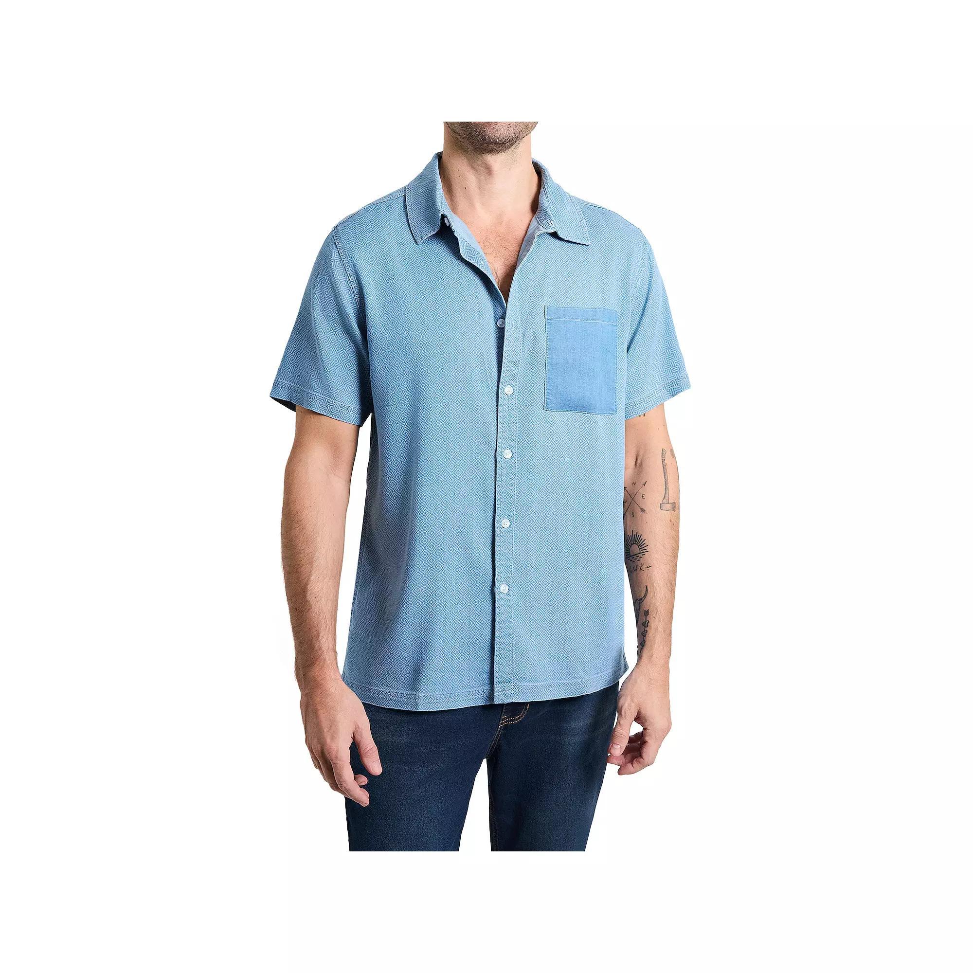 Men's WEARFIRST Short Sleeve Button-Down Chambray Shirt, Size: XL, Light Printed Product Image