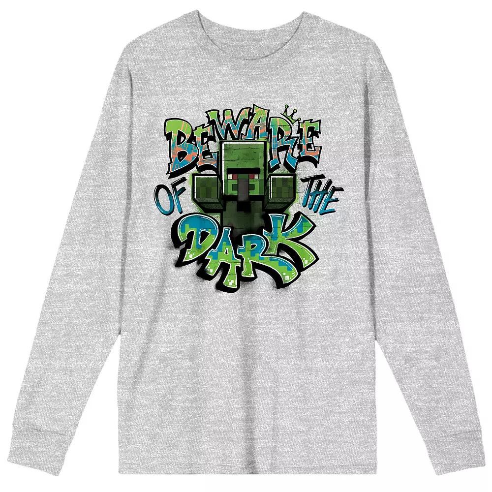 Men's Minecraft Zombie Villager Beware Of The Dark Long Sleeve Tee,  Product Image