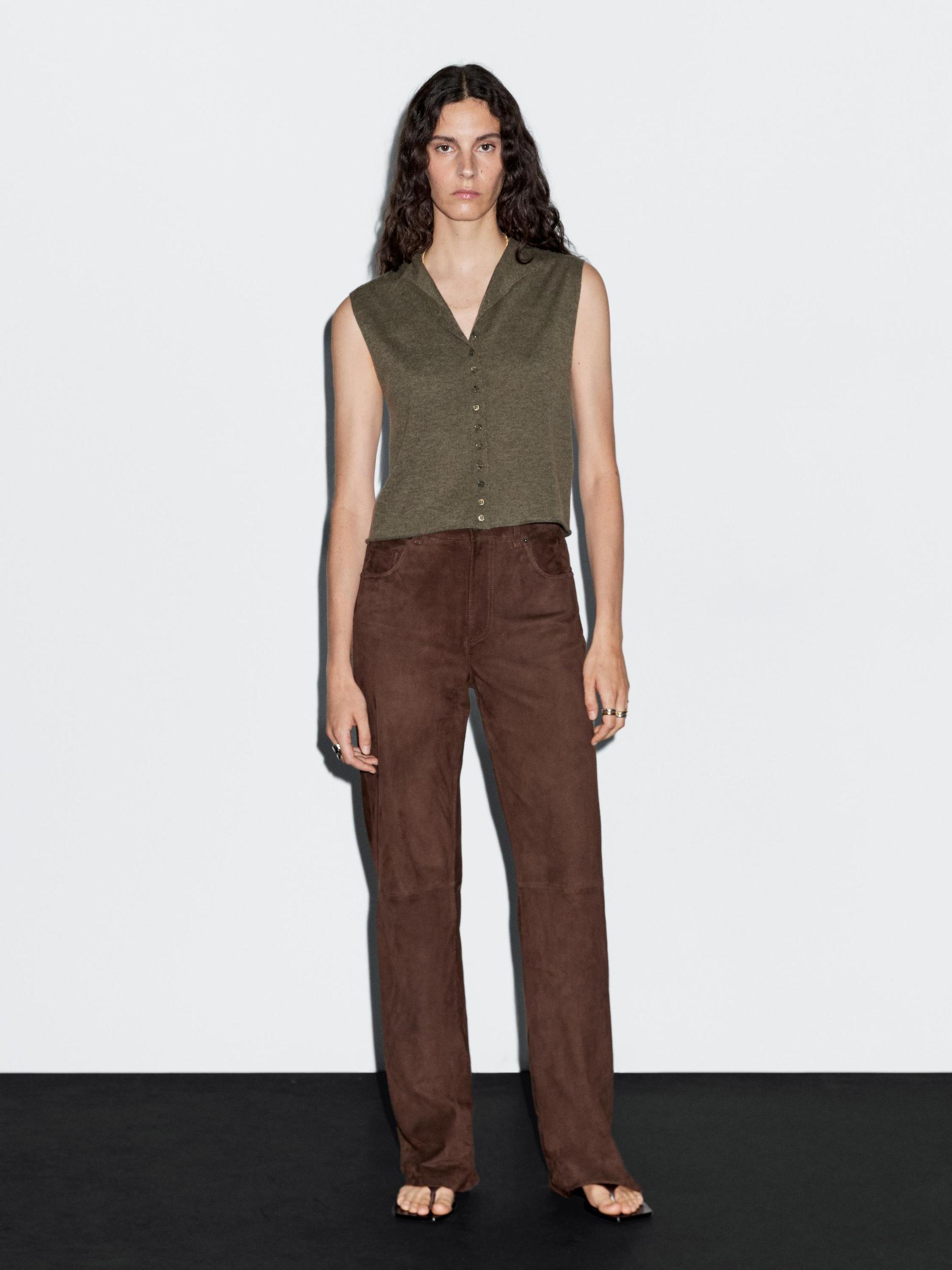 Cropped wool blend knit vest Product Image