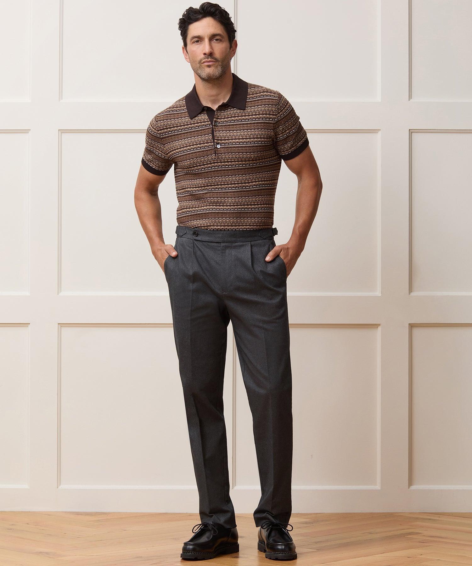 Italian Heathered Cotton Side Tab Trouser Product Image