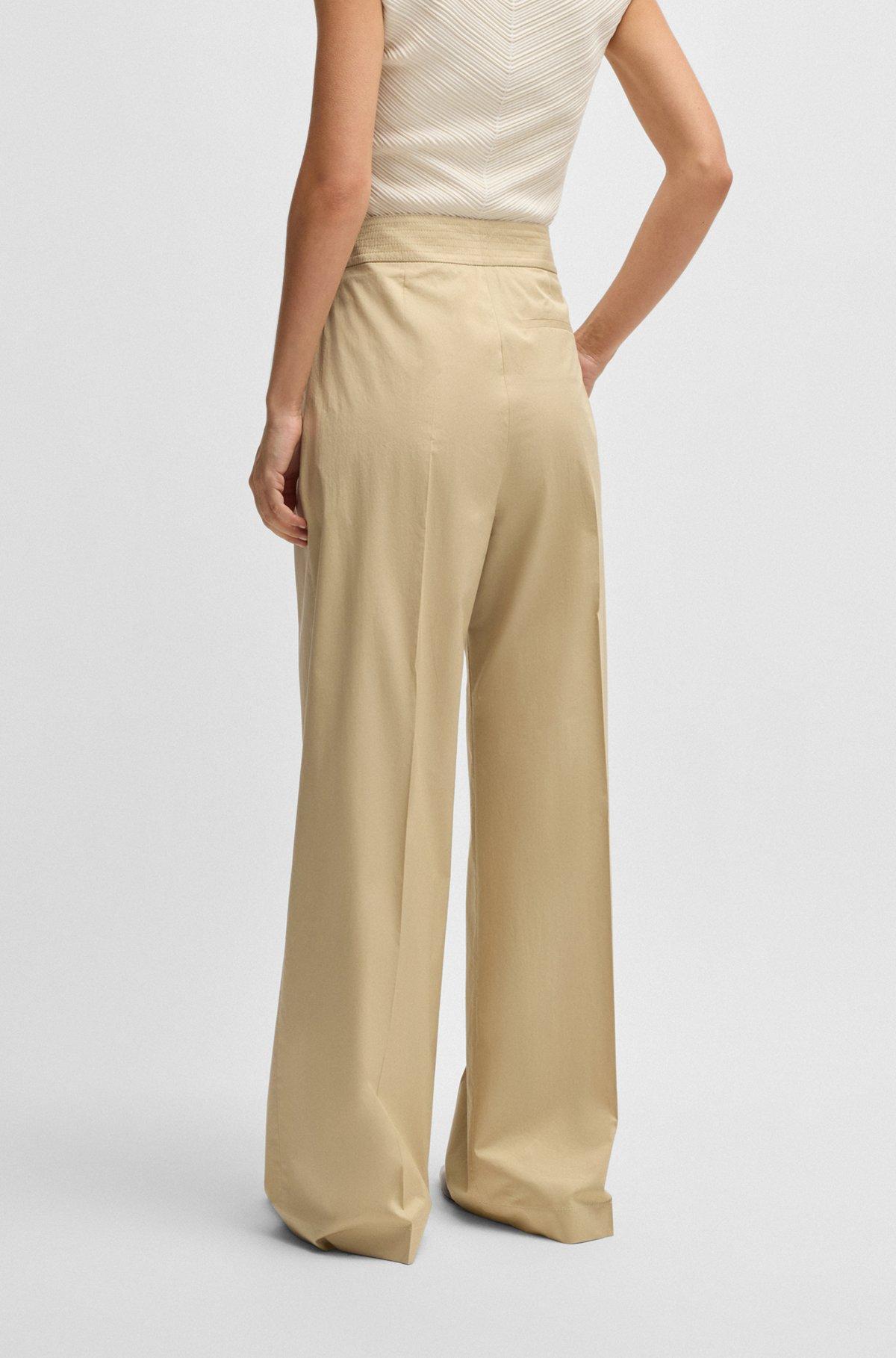 High-waisted regular-fit trousers in airy stretch cotton Product Image