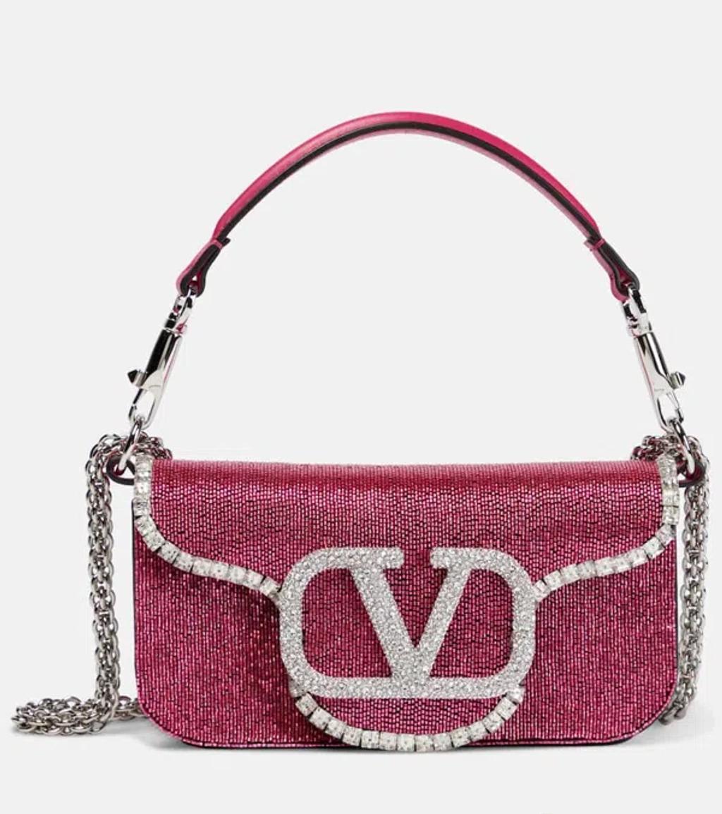 VALENTINO GARAVANI Locò Small Embellished Shoulder Bag In Pink Product Image