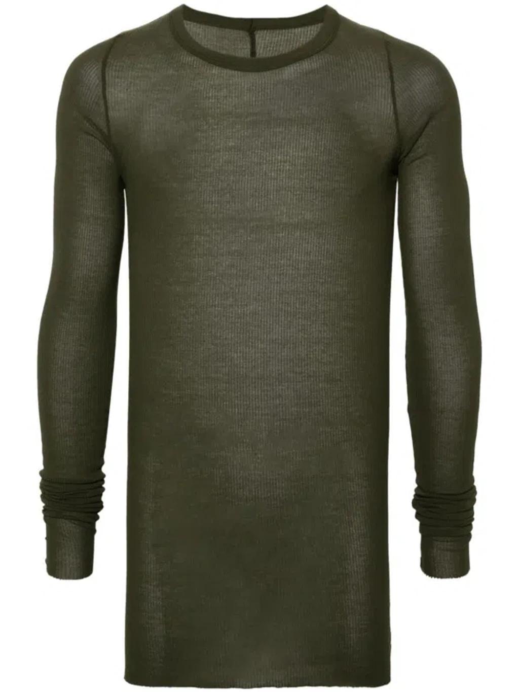 Rib Fine-ribbed T-shirt In Green Product Image