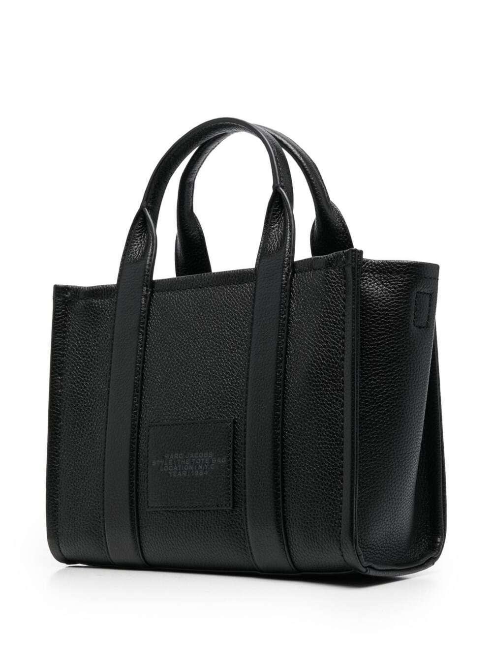 'the Mini Tote Bag' Black Shoulder Bag With Logo In Grainy Leather Woman Product Image