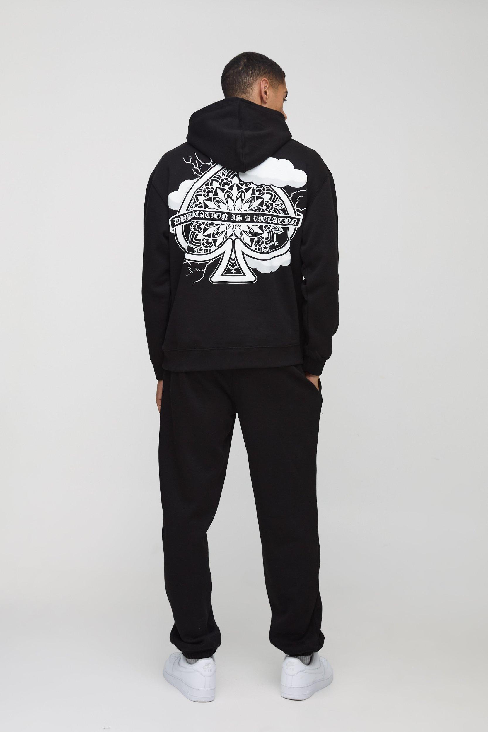 Oversized Ace Spade Cloud Graphic Hoodie | boohooMAN USA Product Image