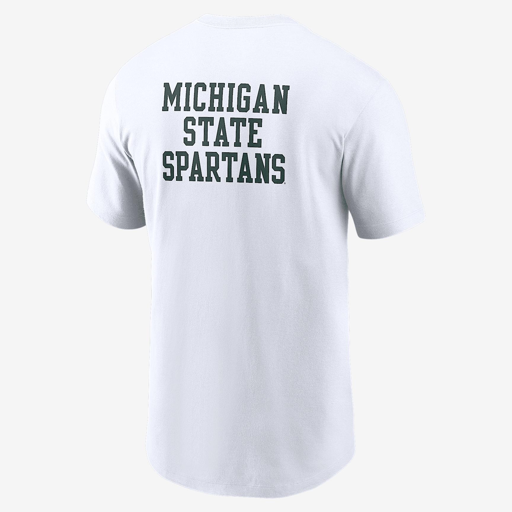 Michigan State 2-Hit Stacked Nike Mens College T-Shirt | N19910AMST-H2C Product Image
