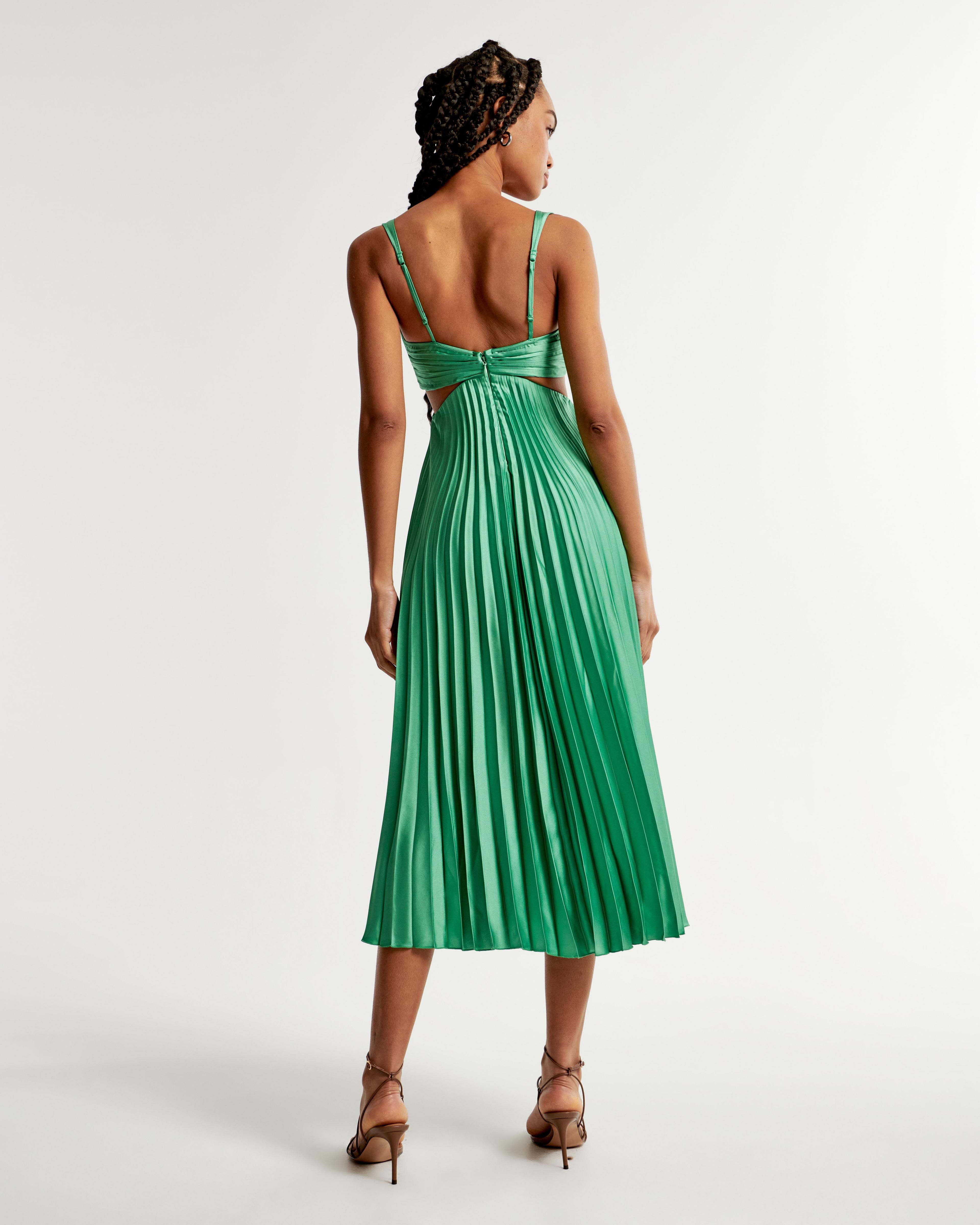 The A&F Giselle Pleated Cutout Maxi Dress Product Image