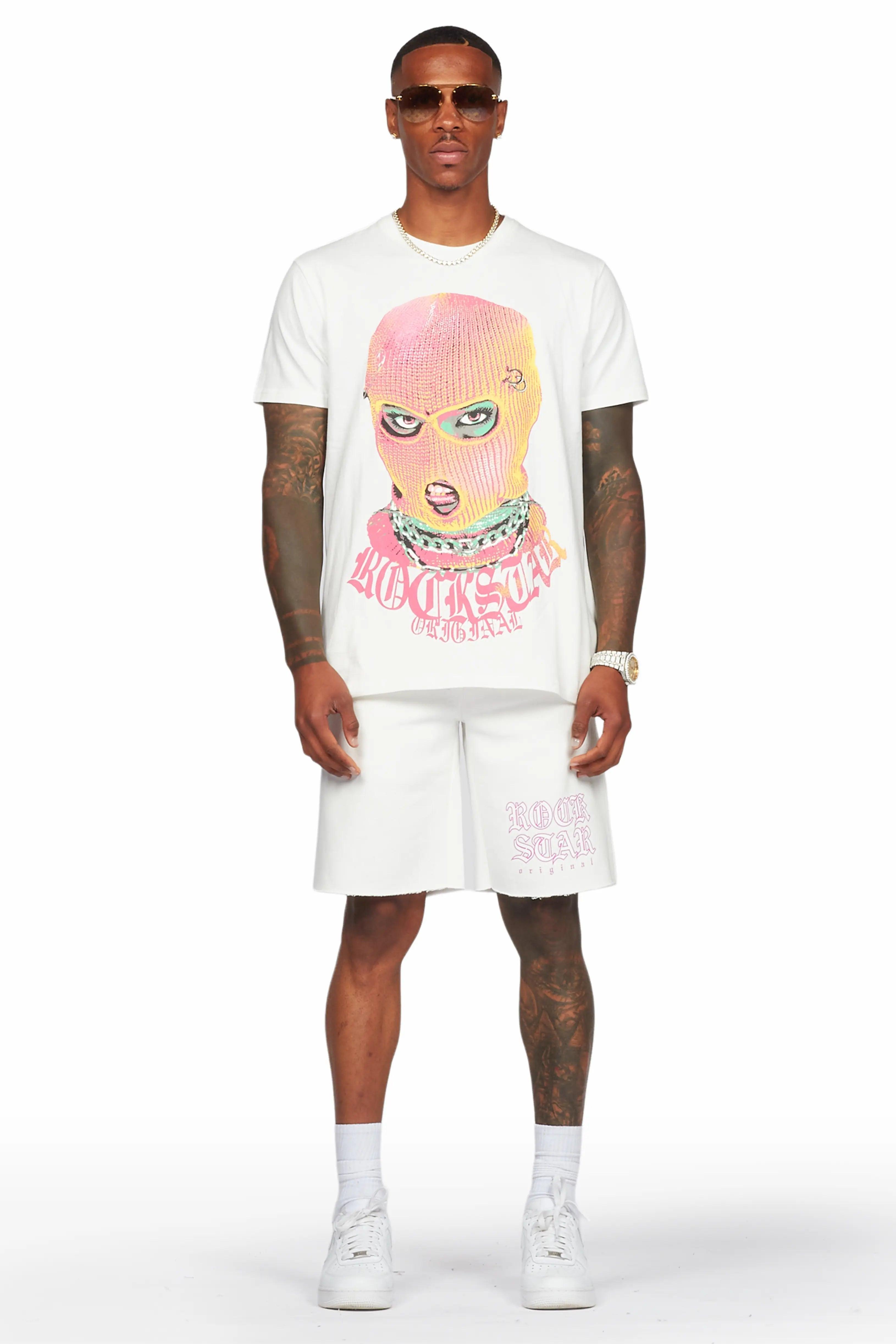 Wizzurd White T-Shirt/Short Set Male Product Image