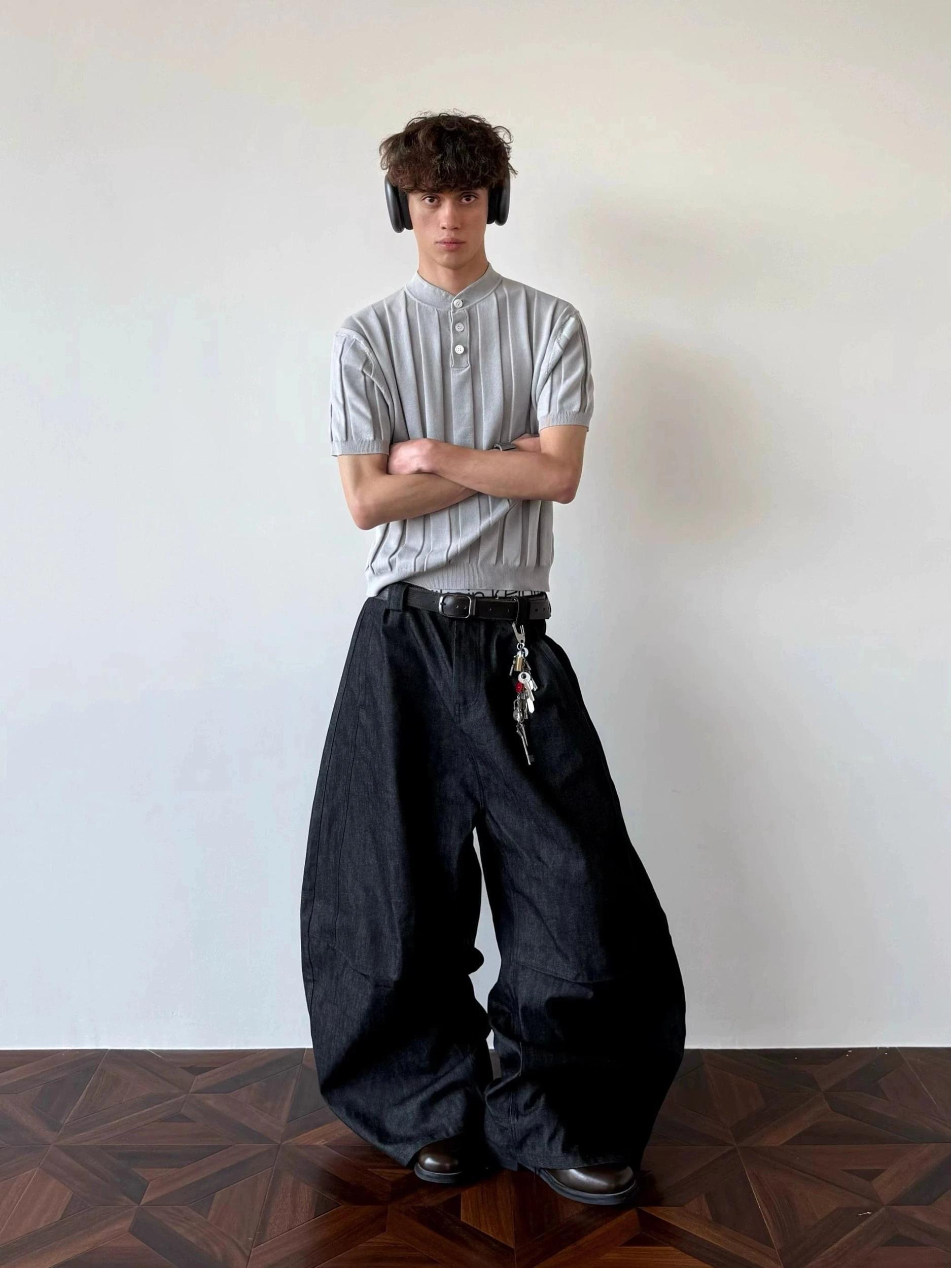 RT No. 18723 VERTICAL KNIT HENRY COLLAR SHORT SLEEVE Product Image