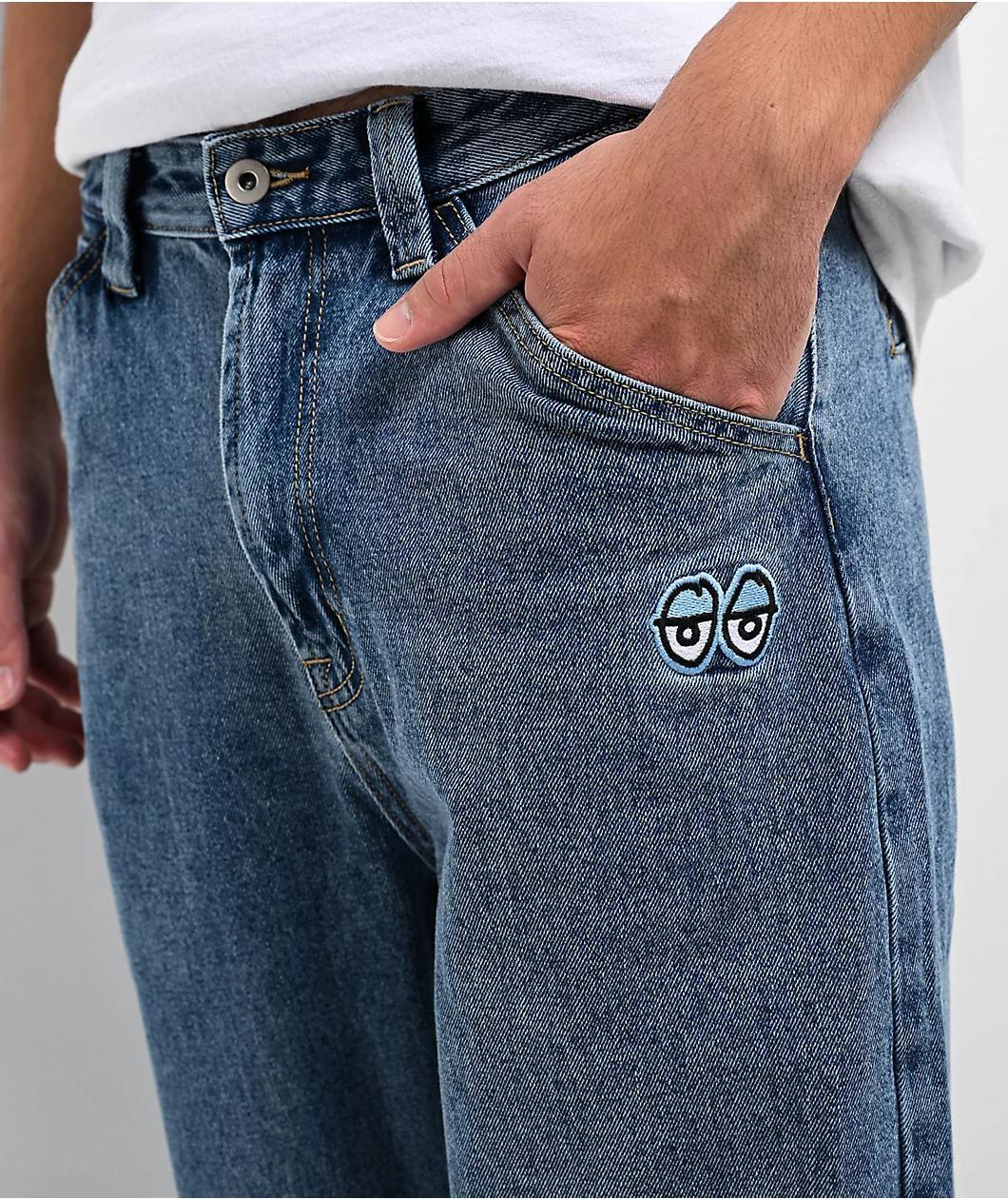 Krooked Eyes Blue Denim Jeans Product Image