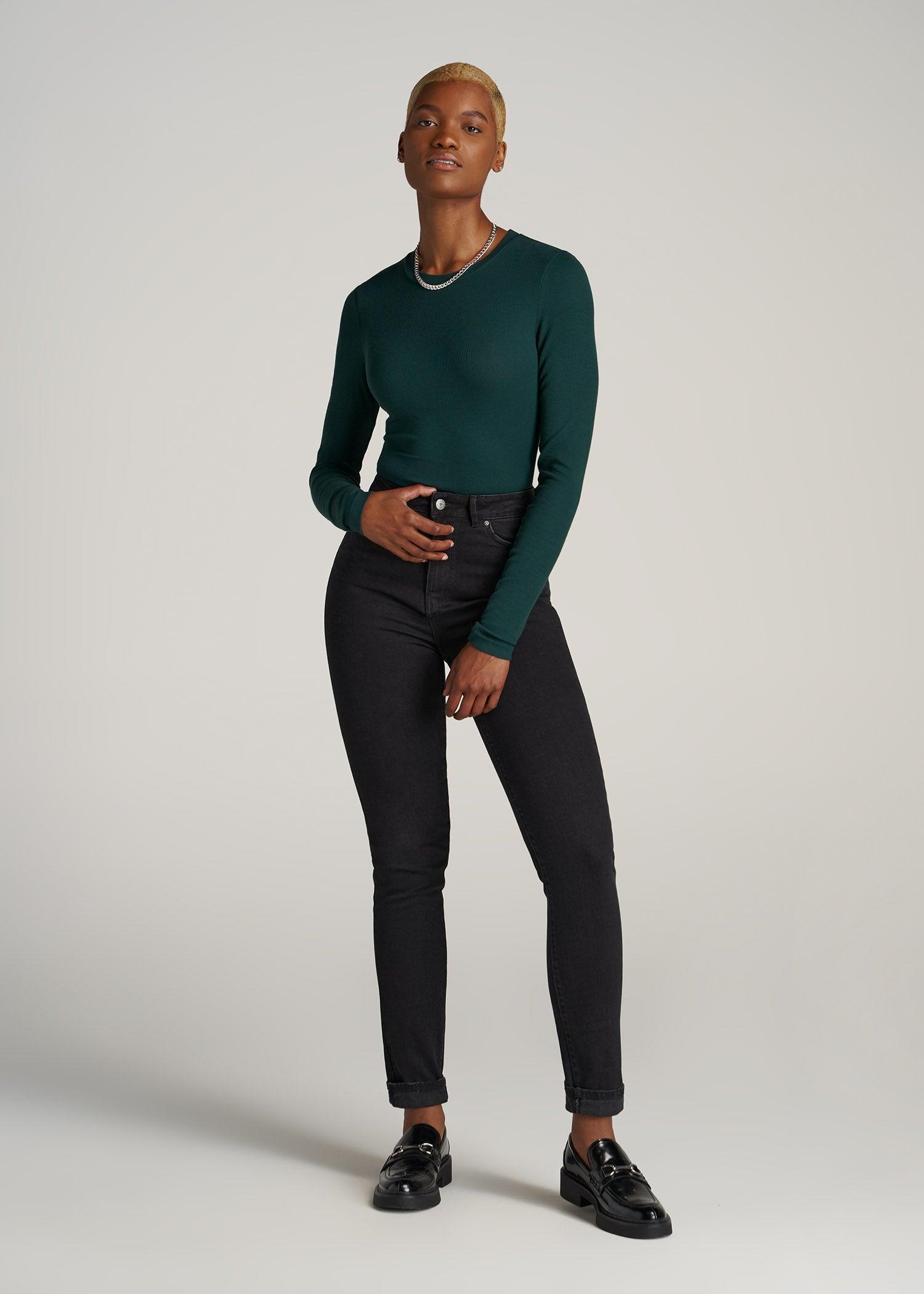 FITTED Ribbed Long Sleeve Tee in Emerald - Tall Women's Shirts Product Image