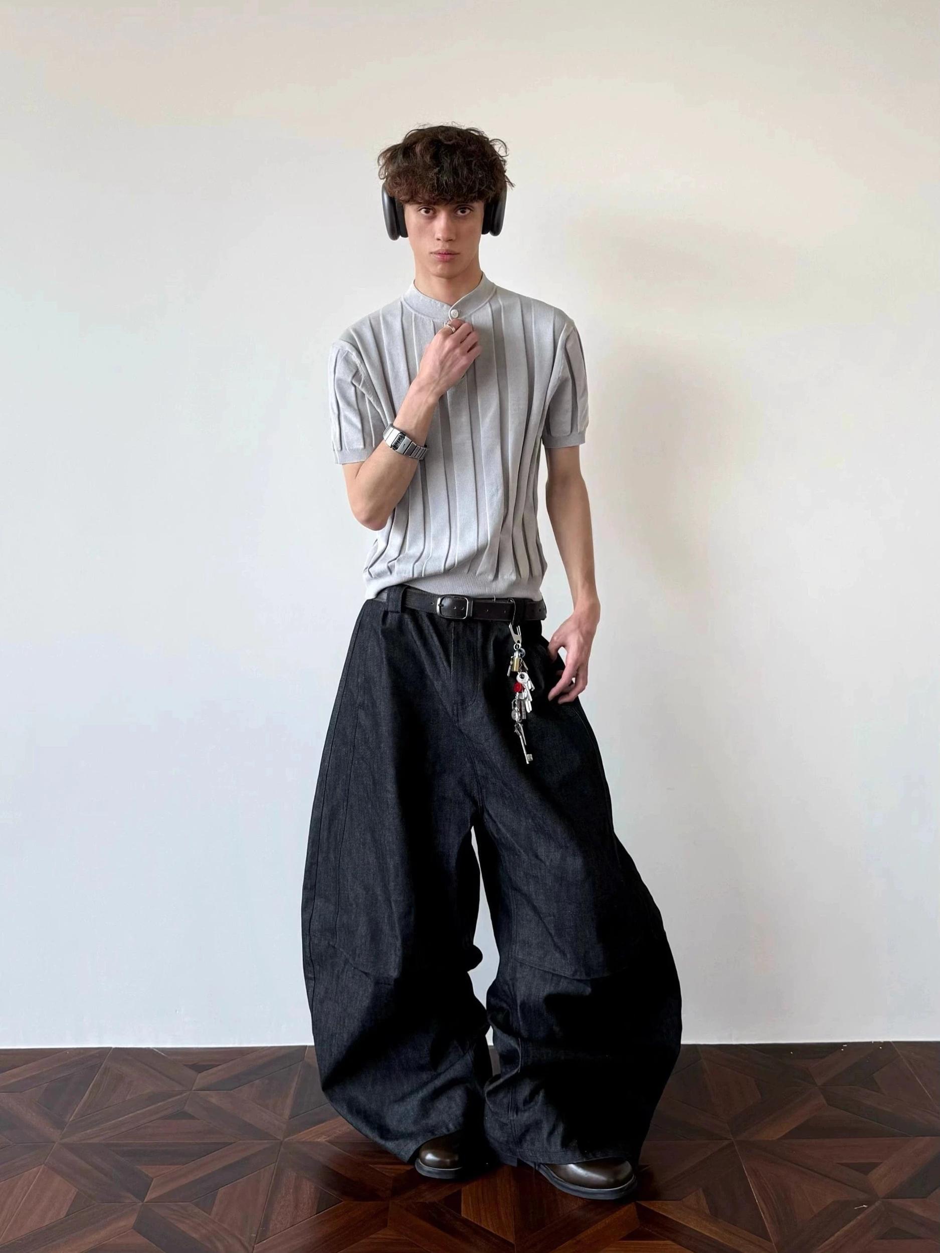 RT No. 18723 VERTICAL KNIT HENRY COLLAR SHORT SLEEVE Product Image