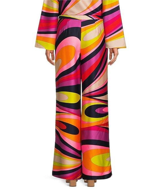 Trina Turk Long Weekend Flat Front Wide Leg Placed Abstract Print Full Length Coordinating Pants Product Image