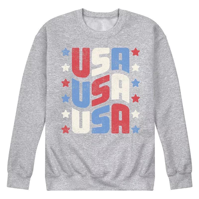 Mens USA Stacked Fleece Sweatshirt Grey Gray Product Image