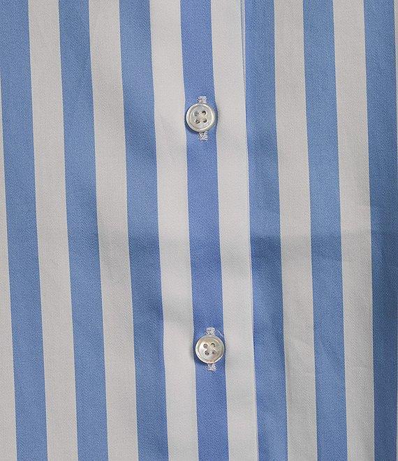 J.McLaughlin Alexis Cotton Sateen Stripe Print Point Collar Long Sleeve Button Front Blouse Product Image