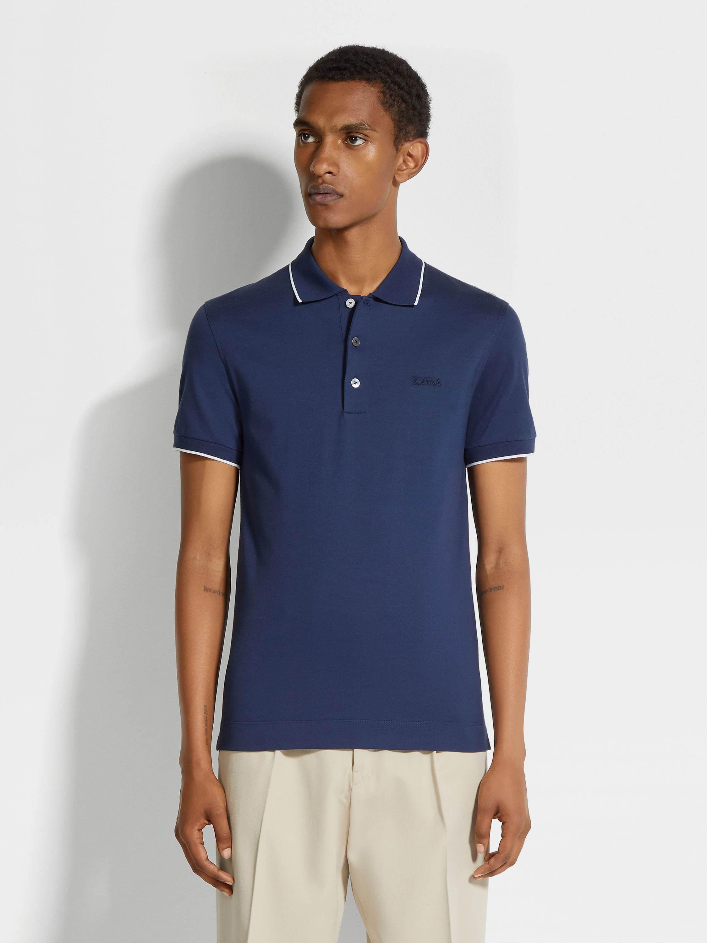 ZEGNA Short-sleeved Polo Shirt In Blue Product Image