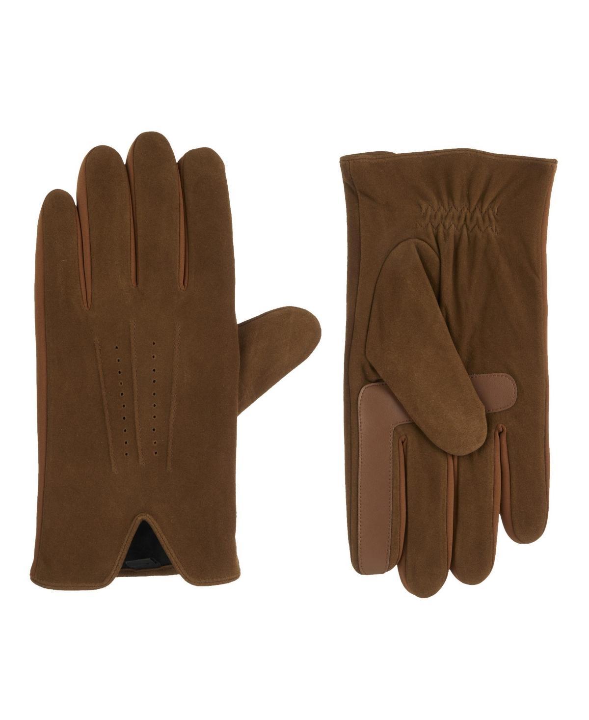 Isotoner Signature Mens Stretch Suede 3-Draw Touchscreen Gloves Product Image