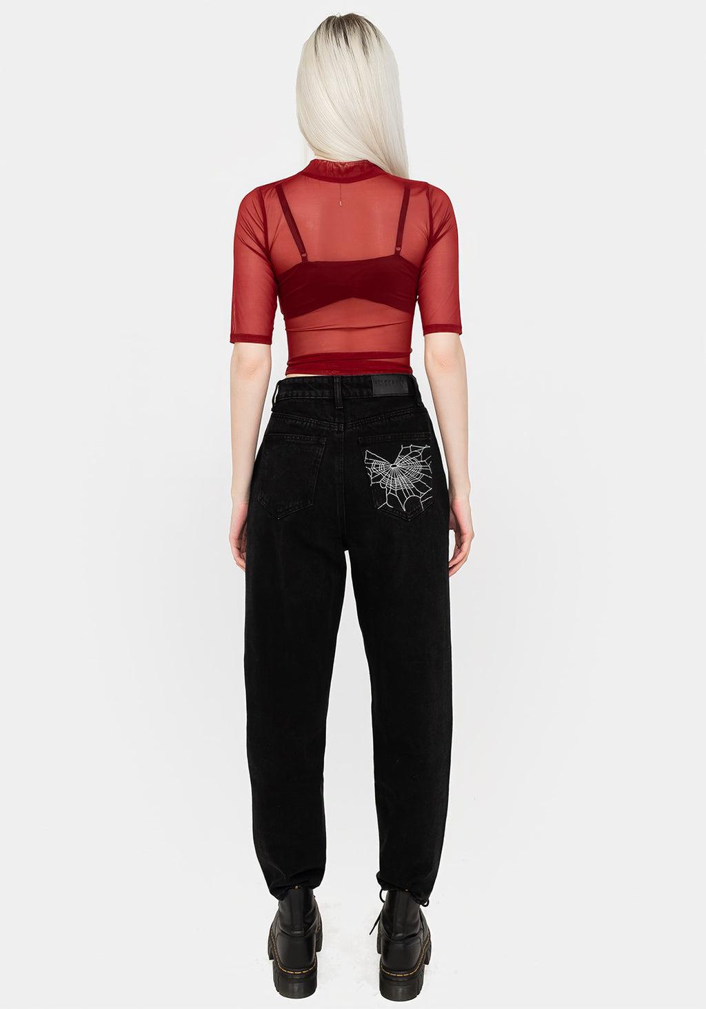 Jinx Mesh Short Sleeve Top - Red Product Image