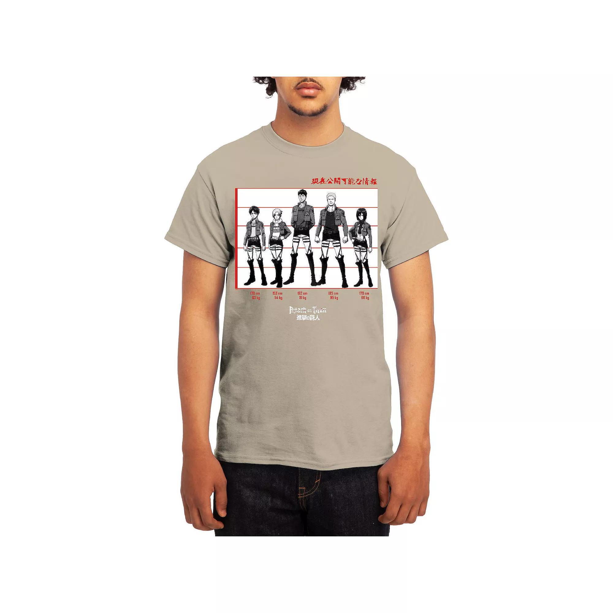 Men's Attack on Titan Black & White Lineup Tee, Boy's, Size: XL, Grey Product Image