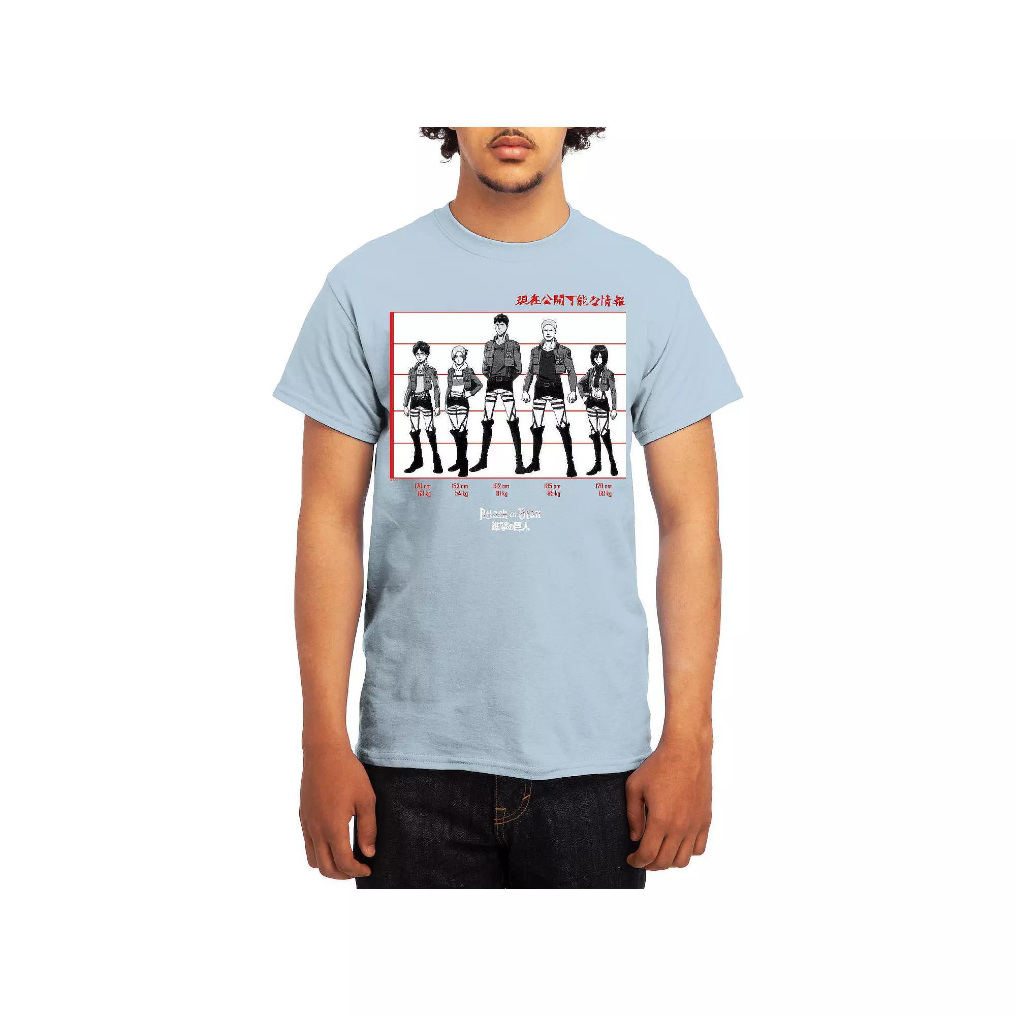 Men's Attack on Titan Black & White Lineup Tee, Boy's, Size: Medium, Grey Lt Blue Product Image