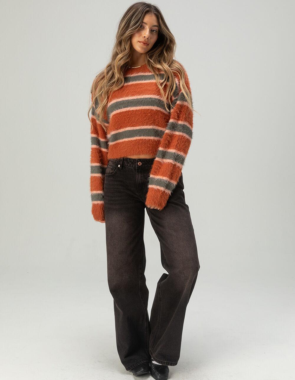 FULL TILT Fuzzy Striped Womens Sweater Product Image