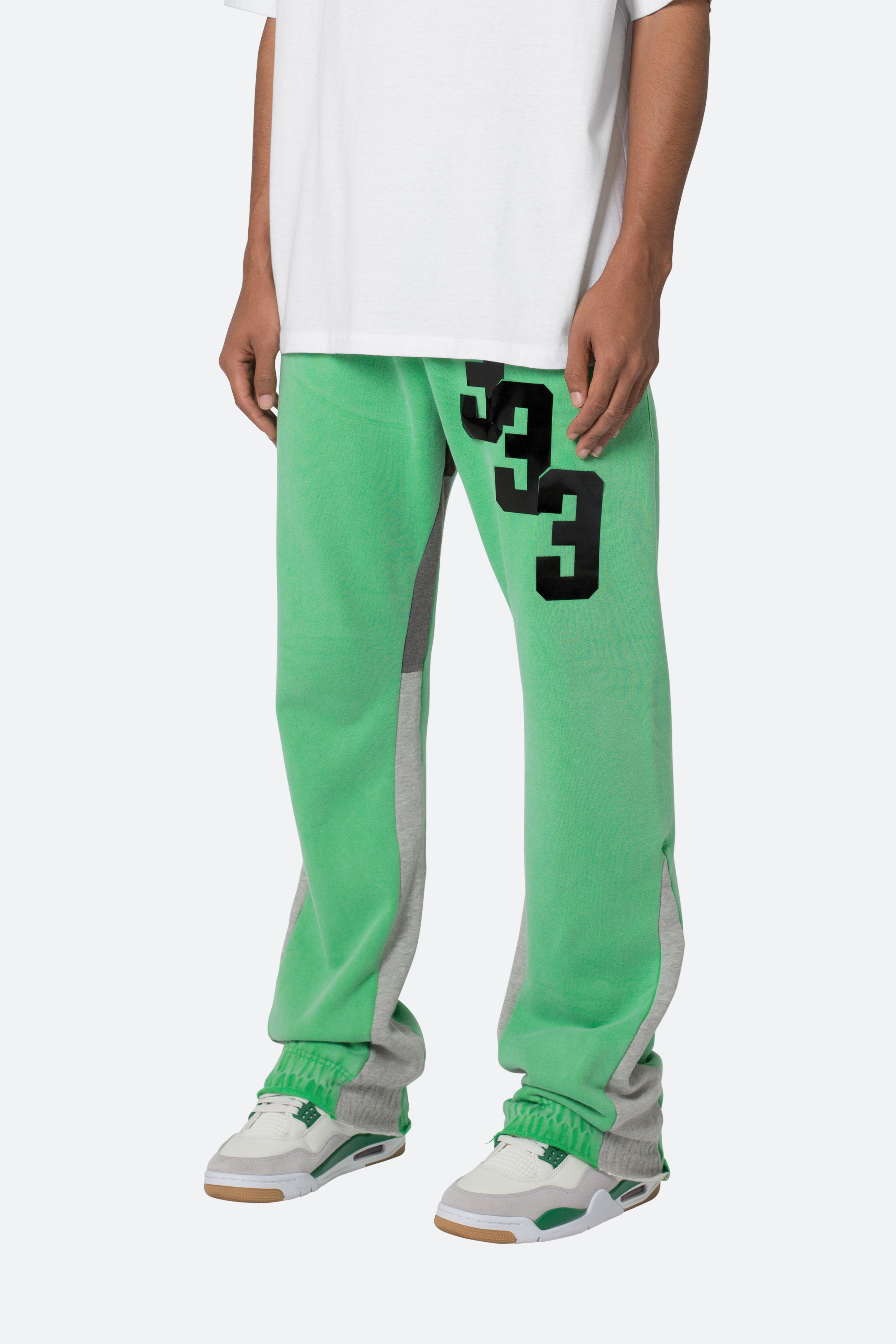 Patched Contrast Bootcut Sweatpants - Green Product Image