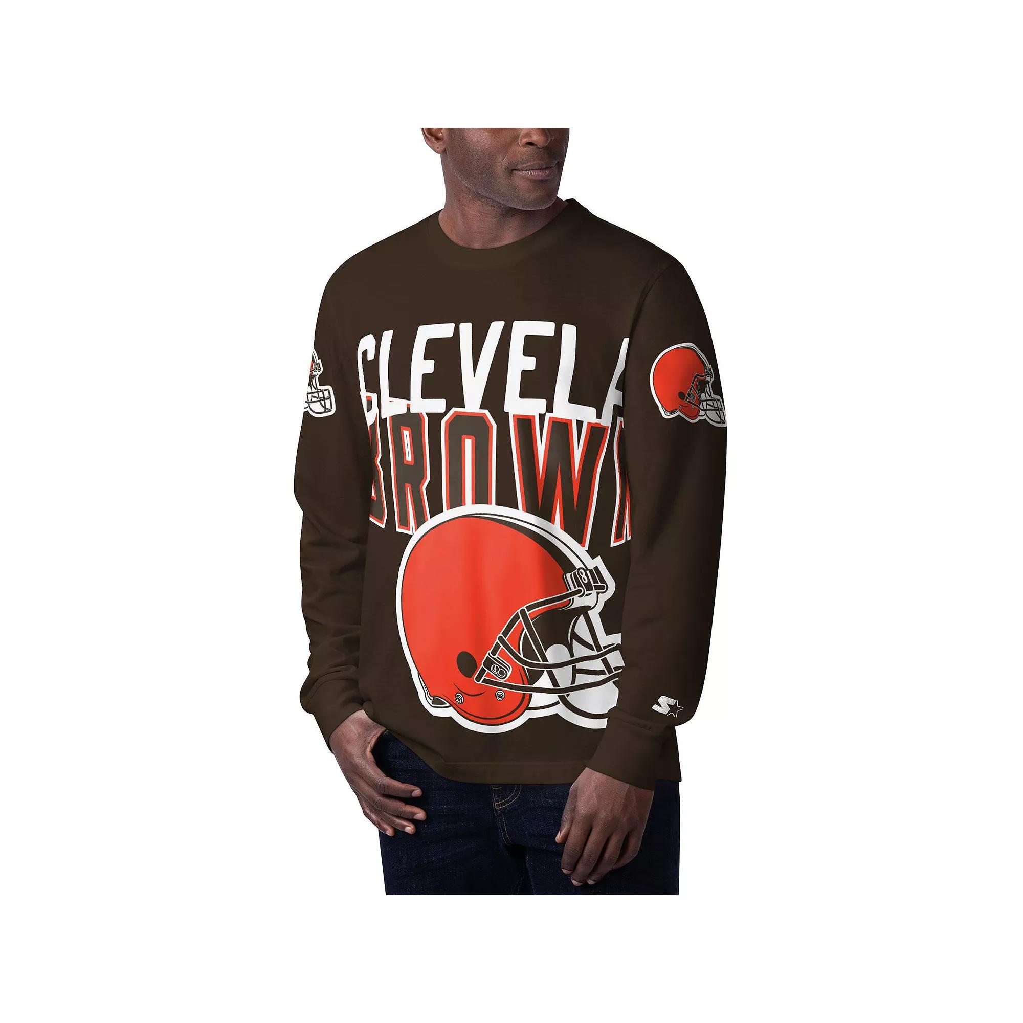 Men's Starter Brown Cleveland Browns Clutch Hit Long Sleeve T-Shirt, Size: Medium Product Image