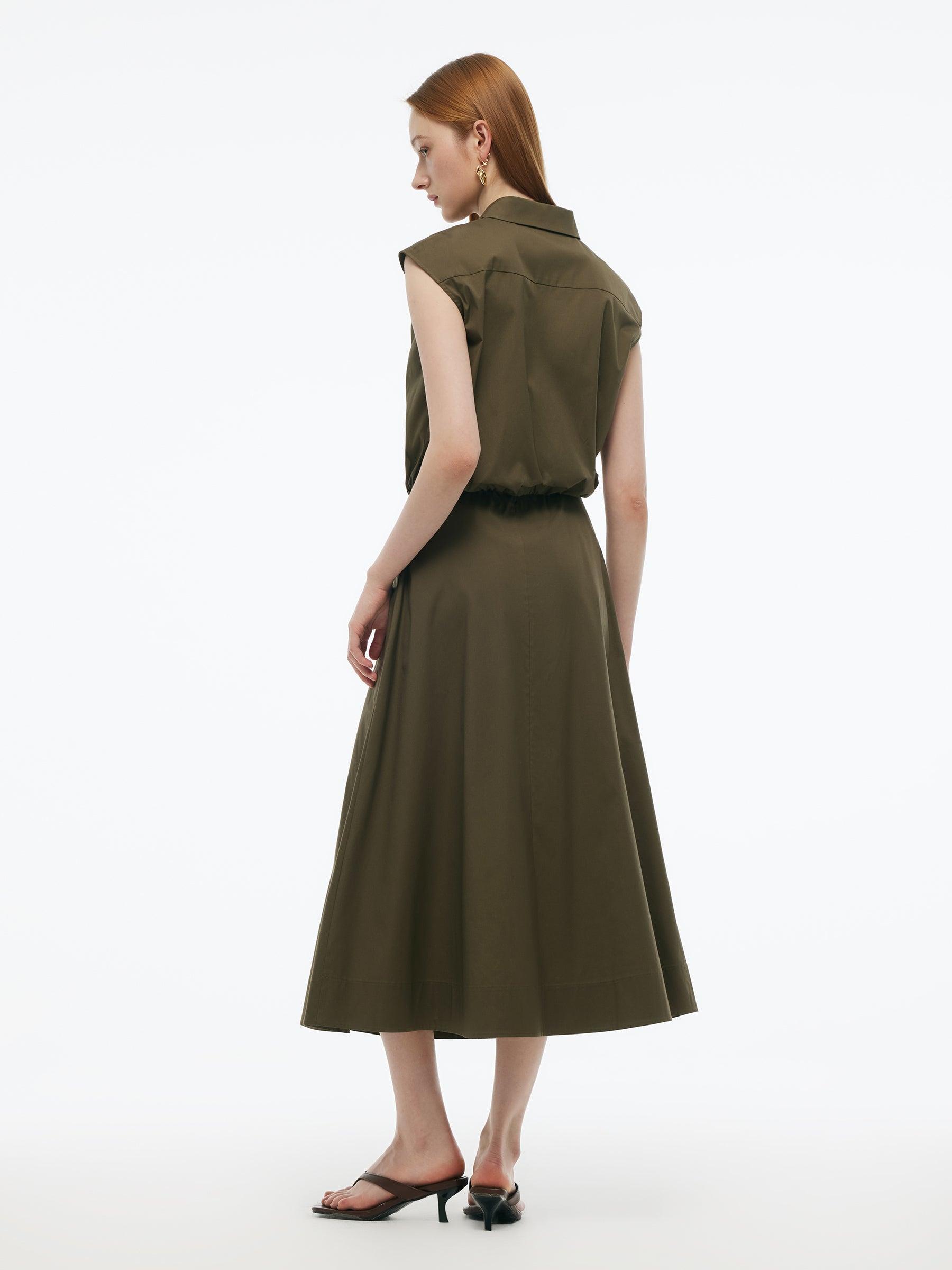 Cap Sleeve Elastic Hem Top And A-Line Skirt Two-Piece Set Product Image