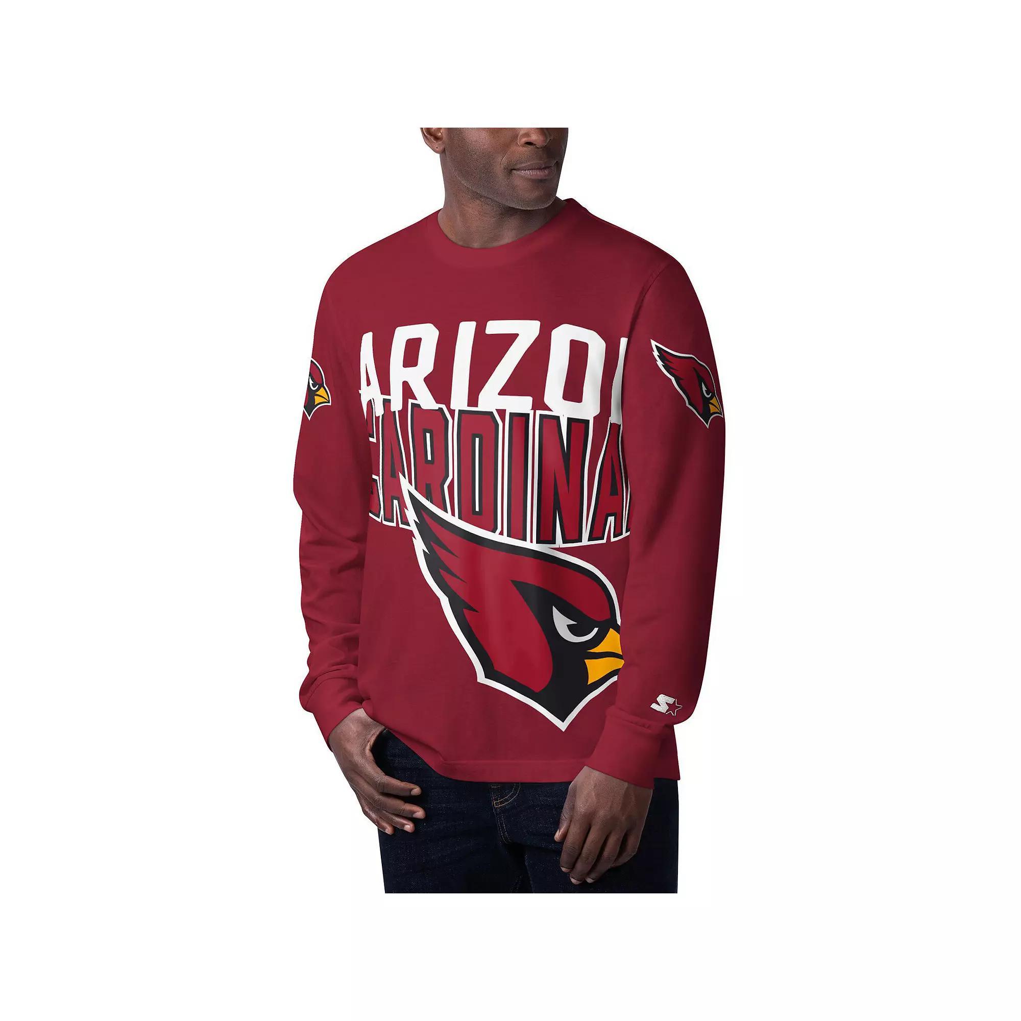 Men's Starter Cardinal Arizona Cardinals Clutch Hit Long Sleeve T-Shirt, Size: Large, Red Product Image