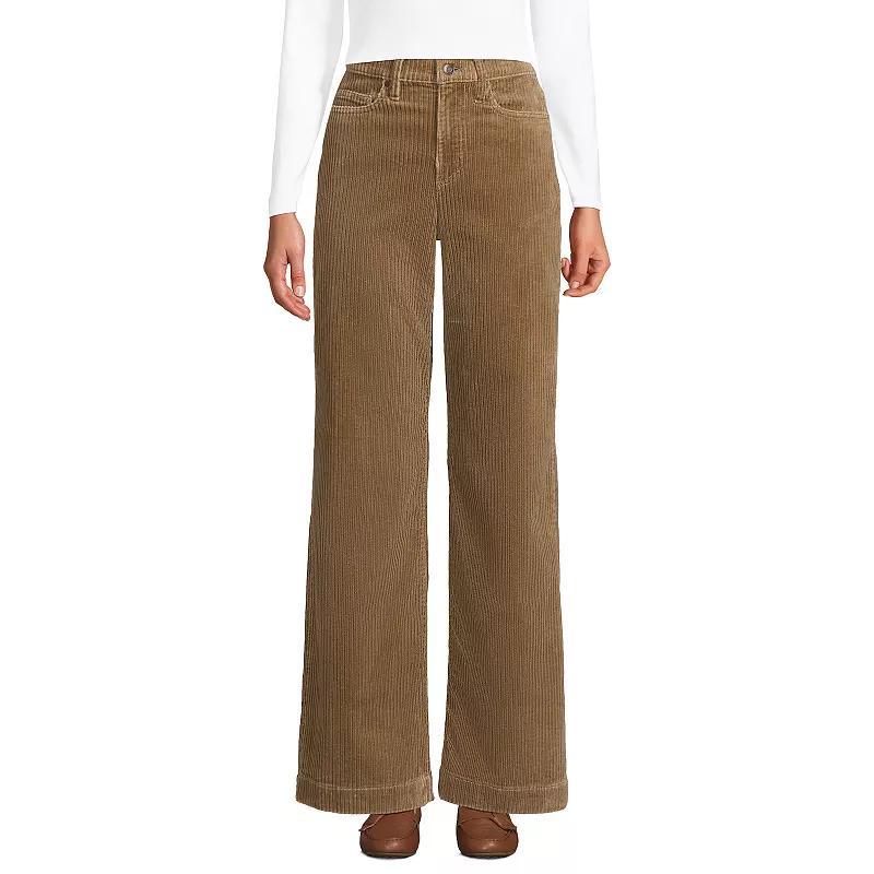 Women's Lands' End High Rise Wide Leg Corduroy Pants, Size: 16, Ivory Product Image