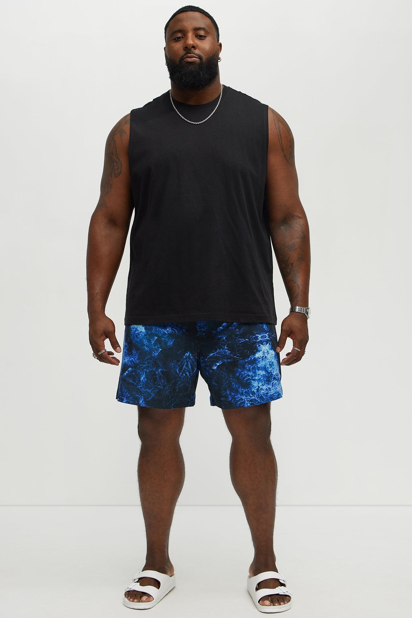 Midnight Tide Printed Swim Classic Trunk - Black/Blue Product Image