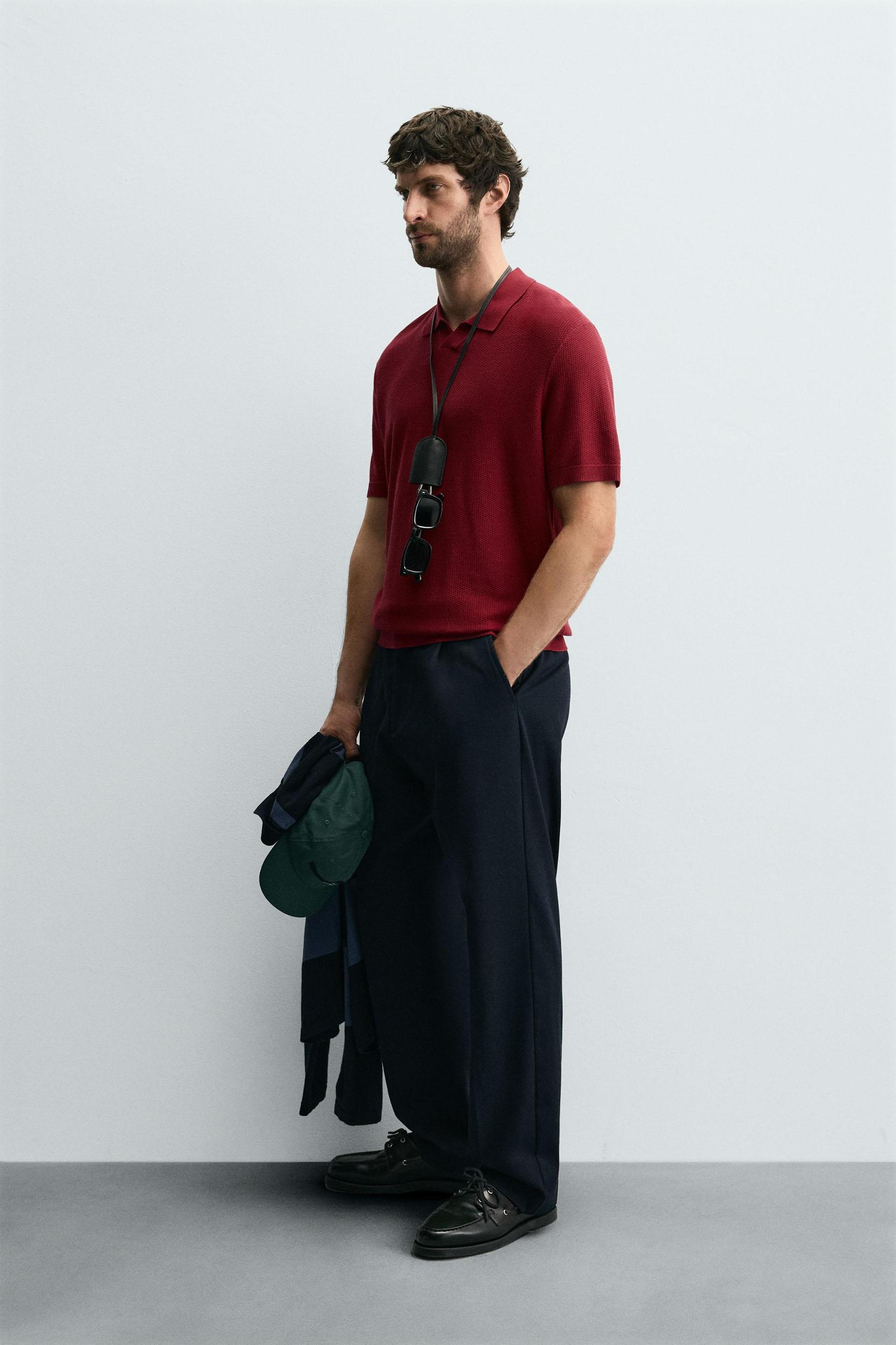 TEXTURED KNIT POLO SHIRT Product Image