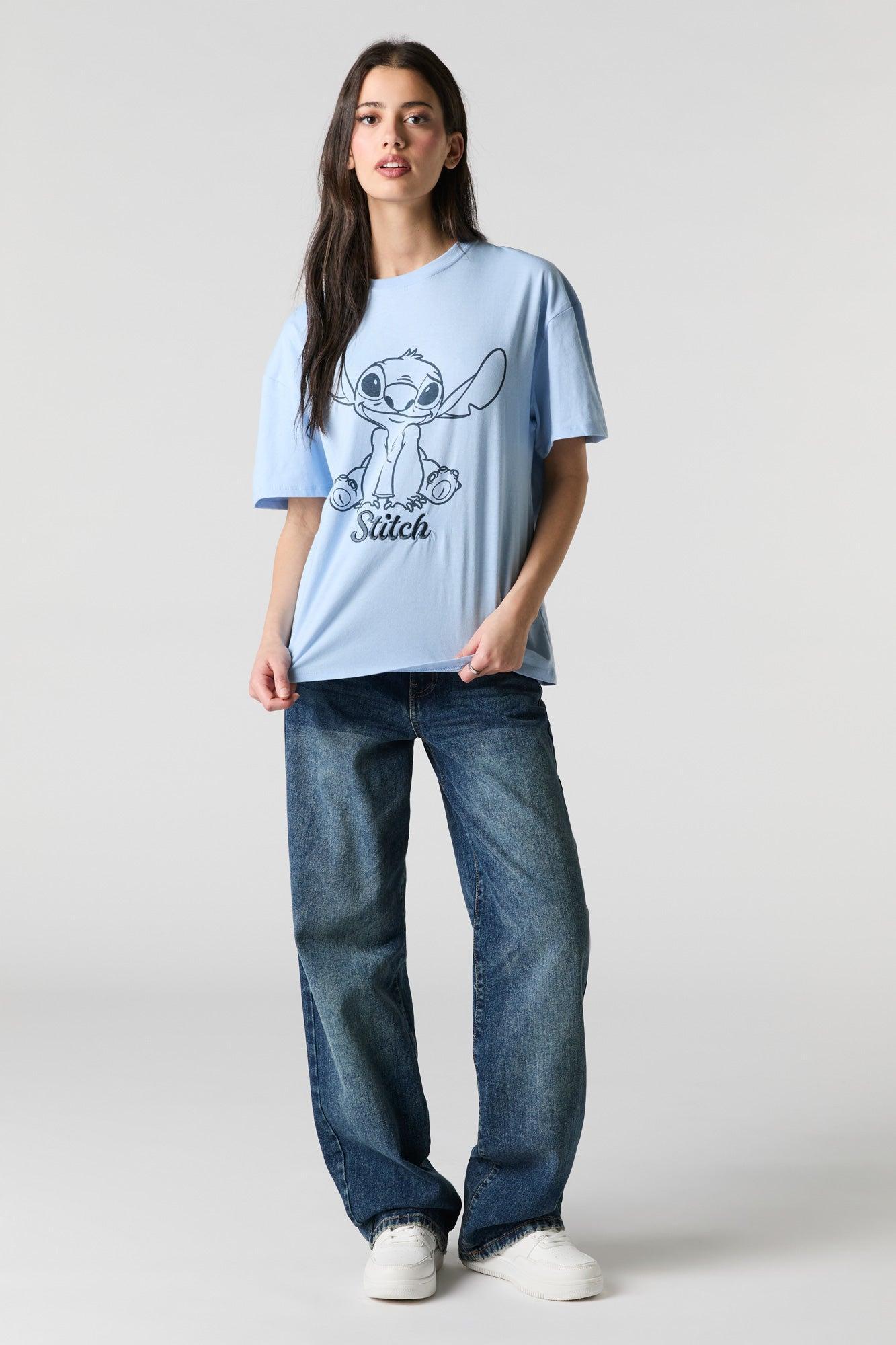 Stitch Embroidered Graphic Boyfriend T-Shirt Female Product Image