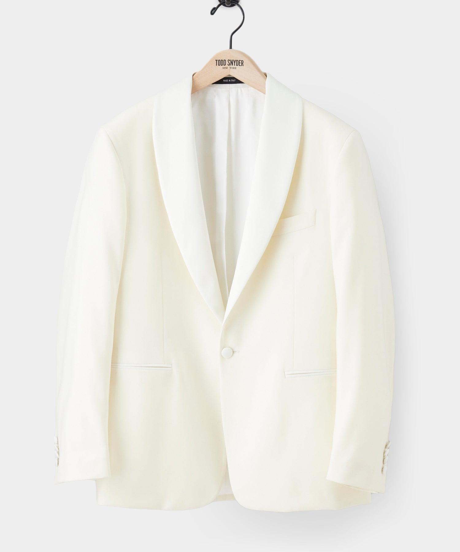 Italian Ivory Shawl Collar Tuxedo Jacket Product Image