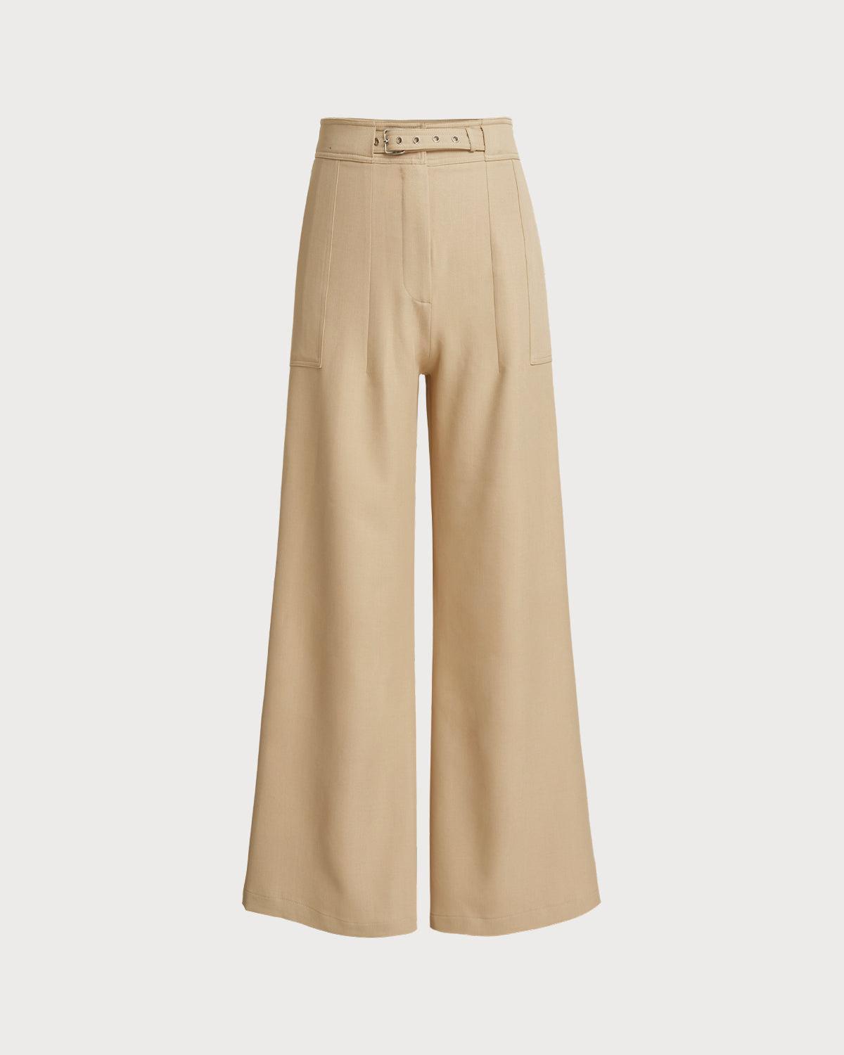 Beige Natural Waisted Straight Pants Product Image