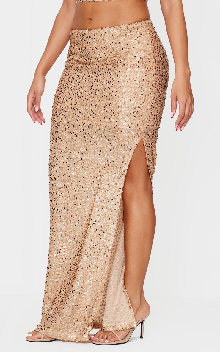 Shape Gold Sequin Maxi Skirt Product Image