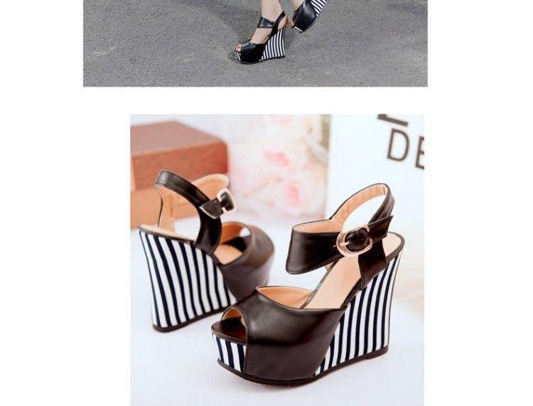 Striped Wedge Sandals Product Image