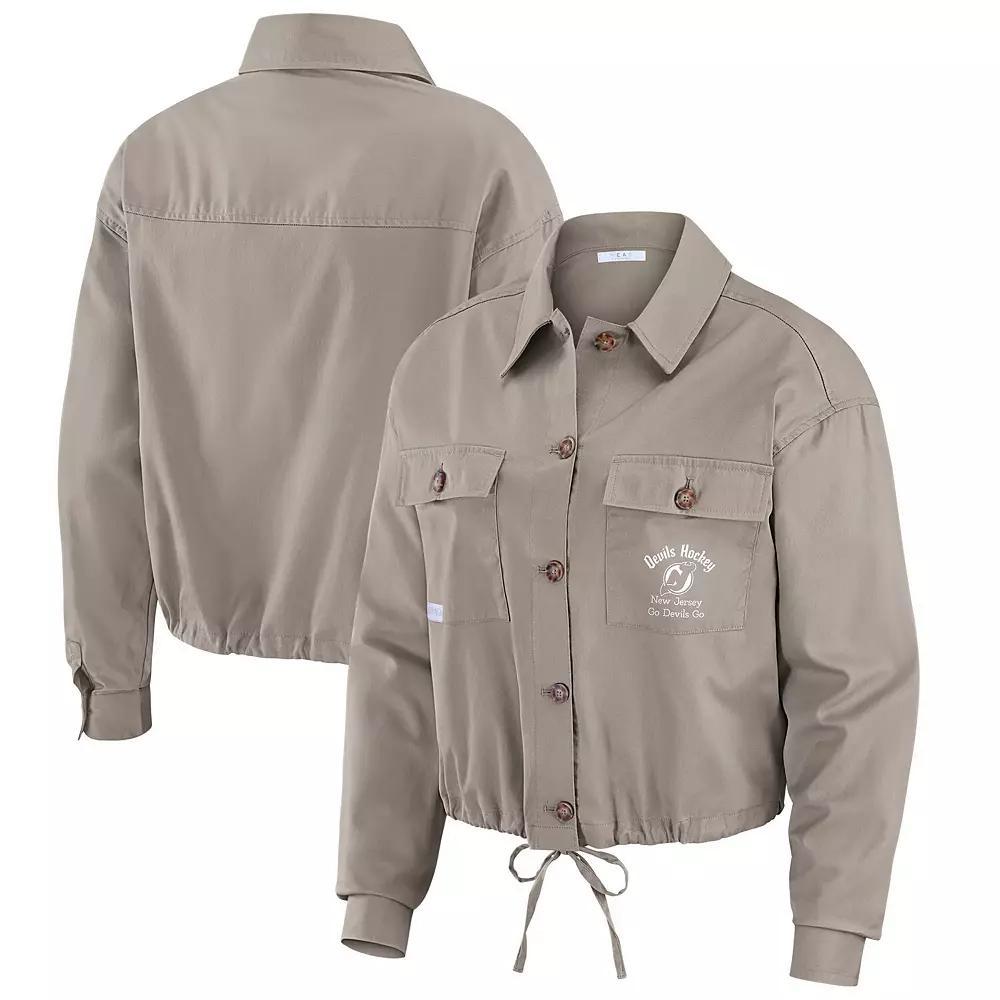 Women's WEAR by Erin Andrews Gray New Jersey Devils Cinched Button-Up Jacket, Size: XL, Nhl Grey Product Image
