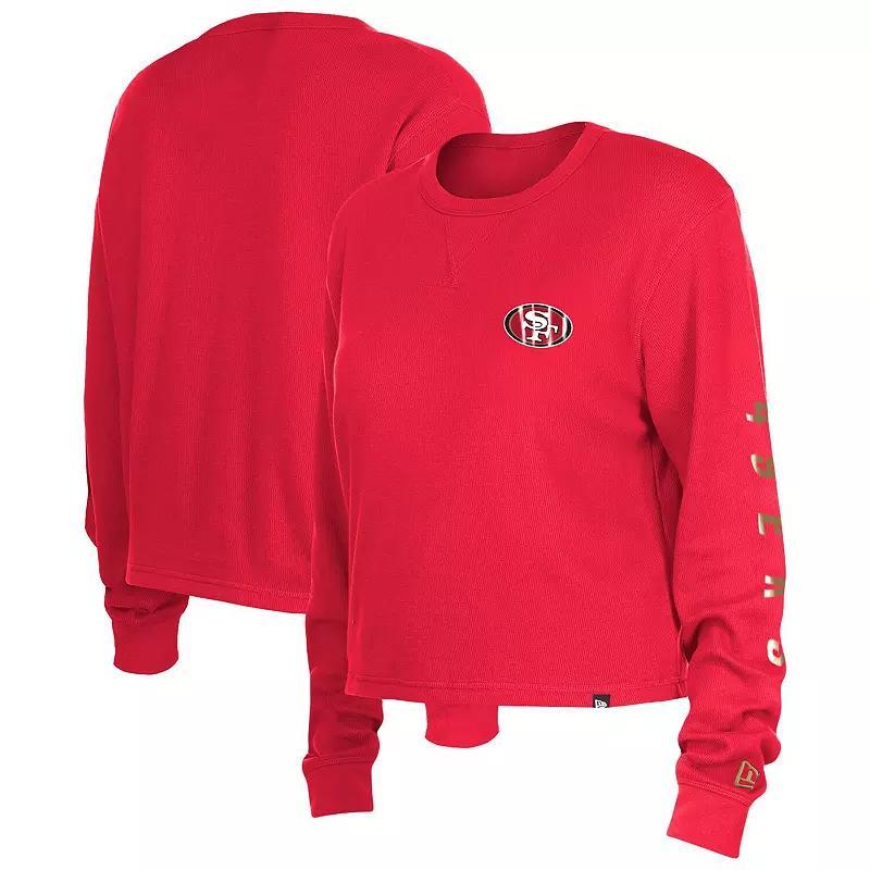 Women's New Era Red Tampa Bay Buccaneers Thermal Crop Long Sleeve T-Shirt,  Product Image