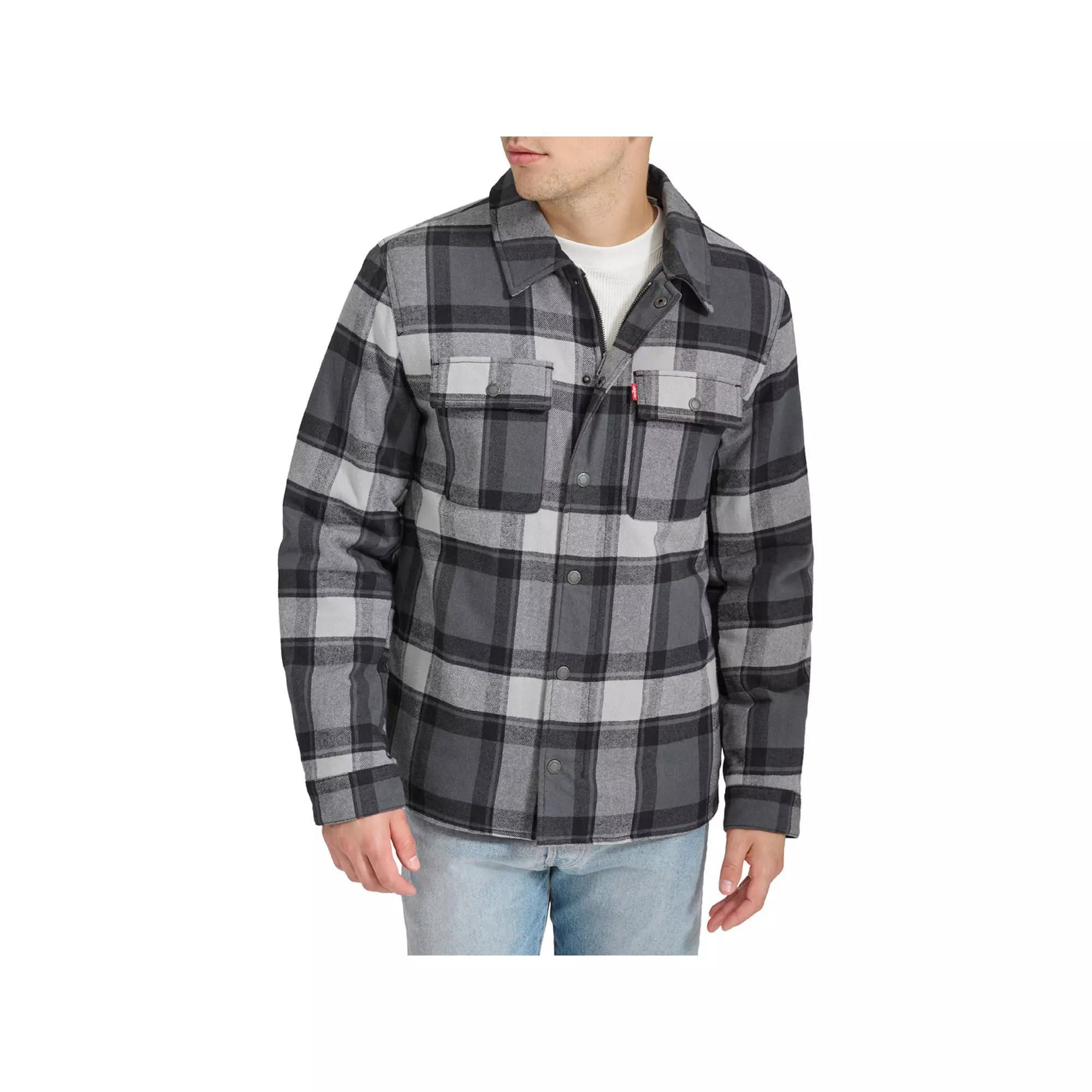 Men's Levi's® Quilted-Lined Shirt Jacket, Size: Small, Grey Black White Plaid Product Image